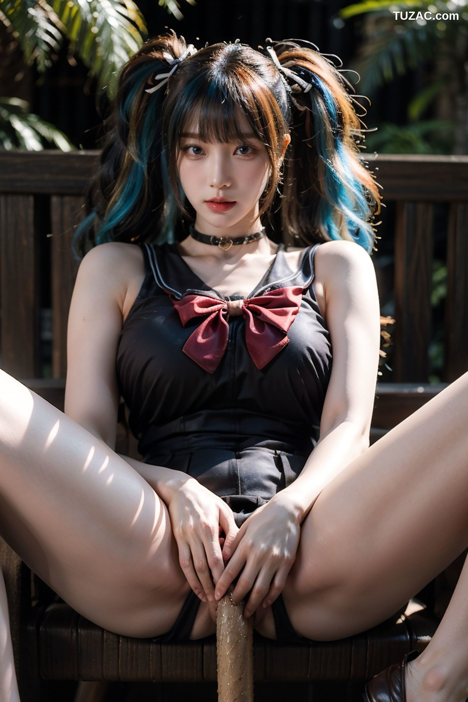 AI美女-超写实-18禁-双马尾黑衣少女