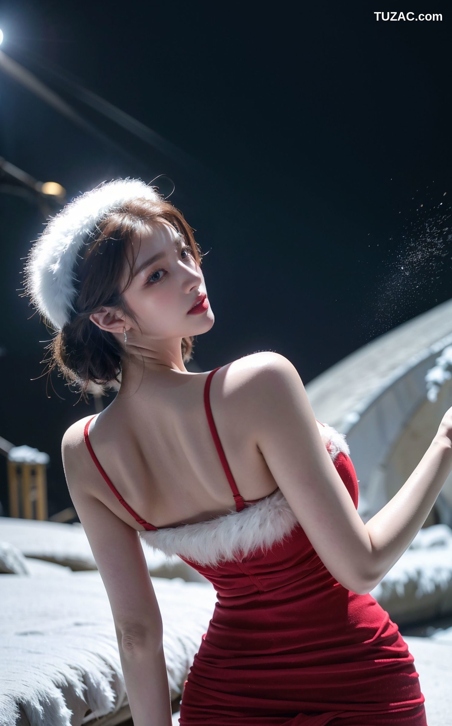 AI美女-超写实-18禁-圣诞风情趣吊带装