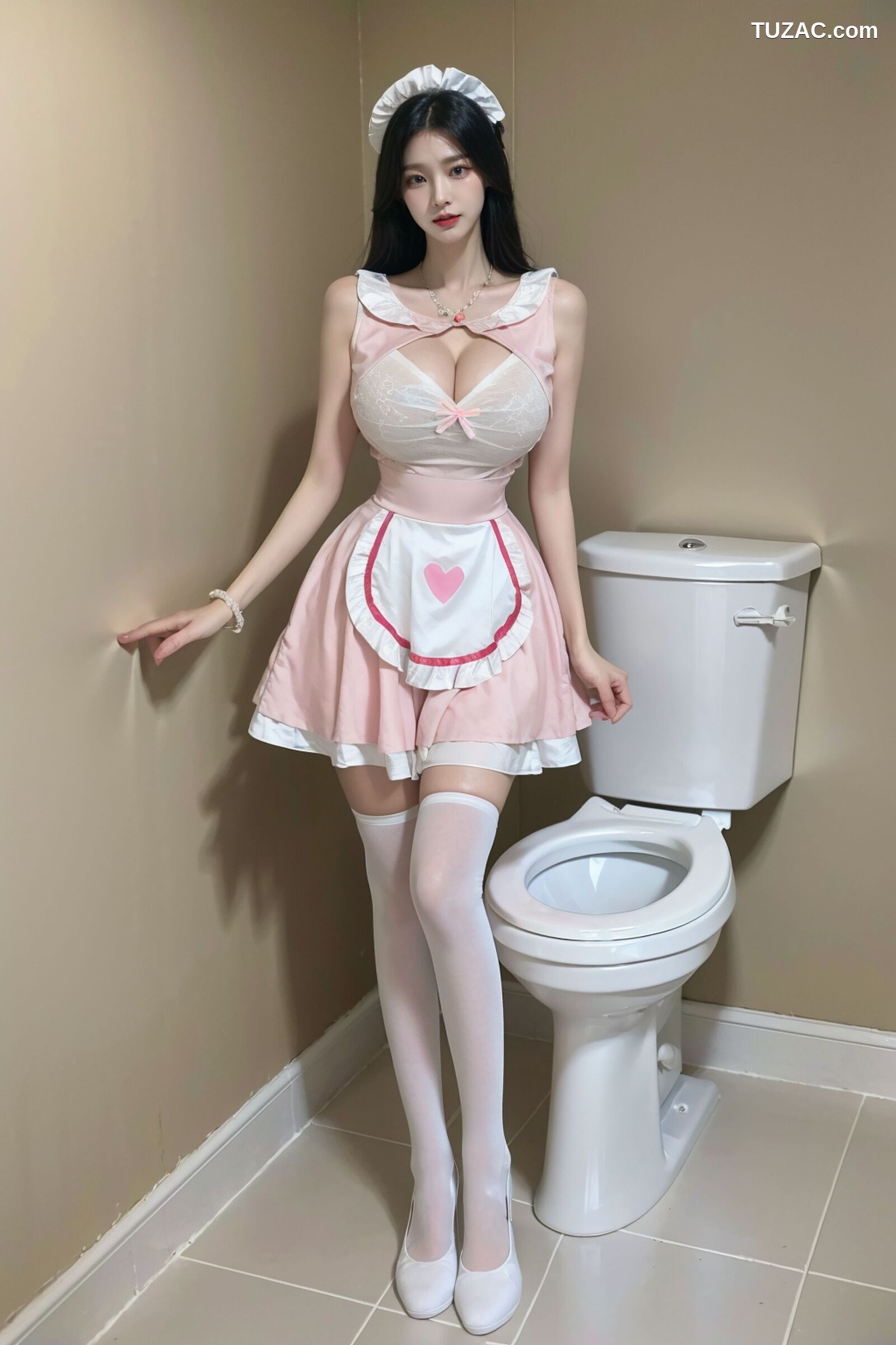 AI美女-超写实-卫生间粉裙女仆-18禁