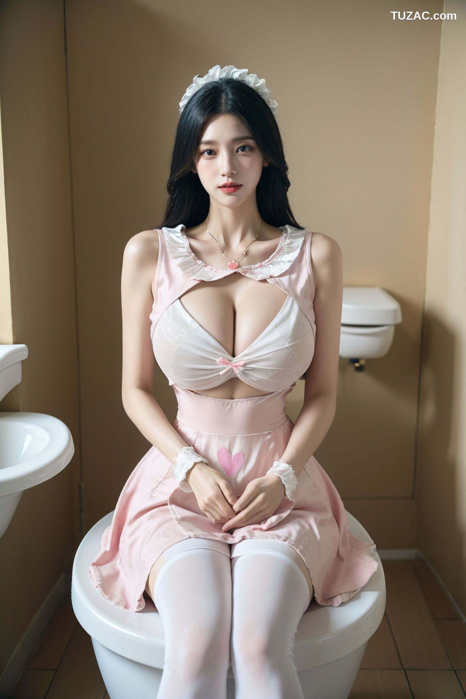 AI美女-超写实-卫生间粉裙女仆-18禁