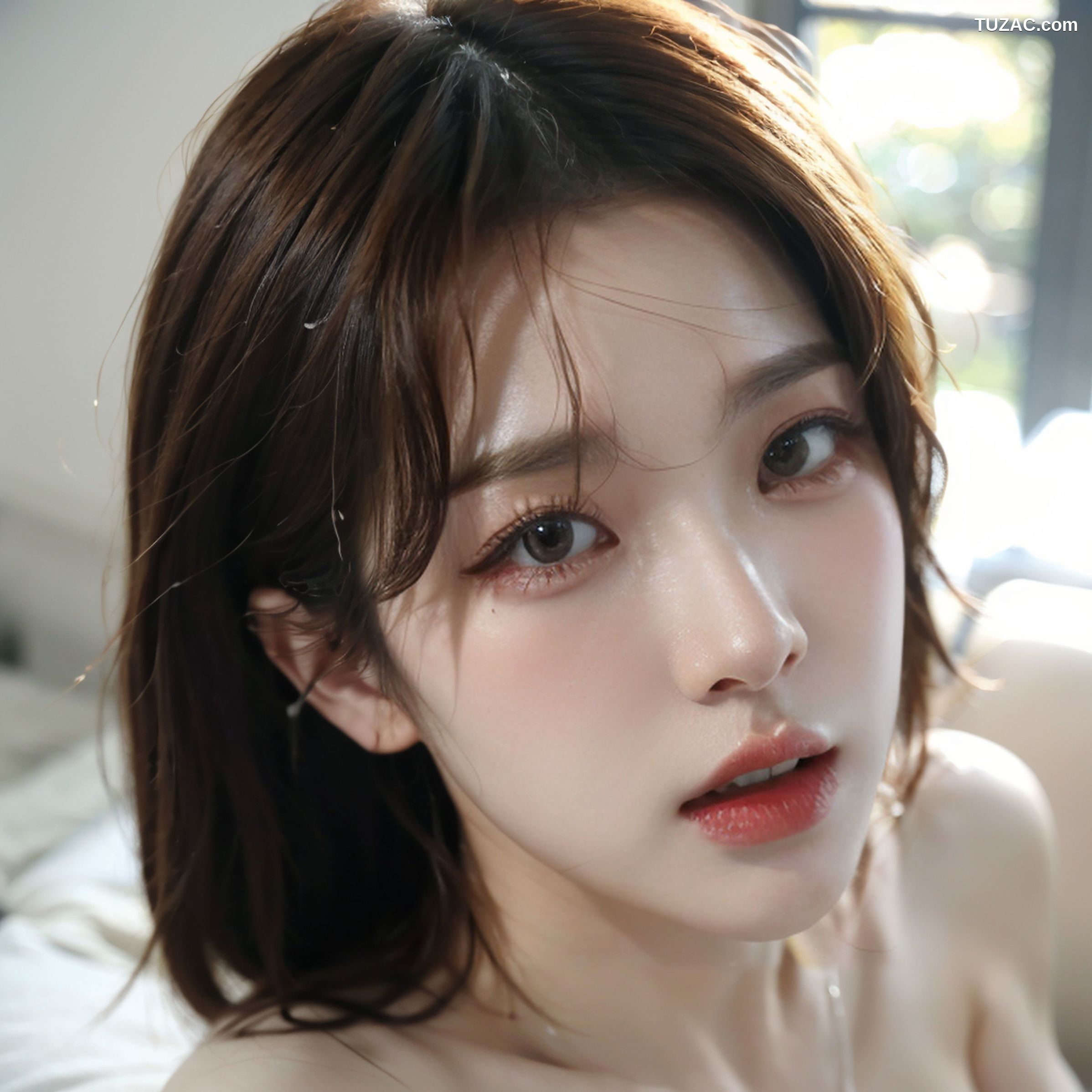 AI美女-超写实-白色蕾丝内衣