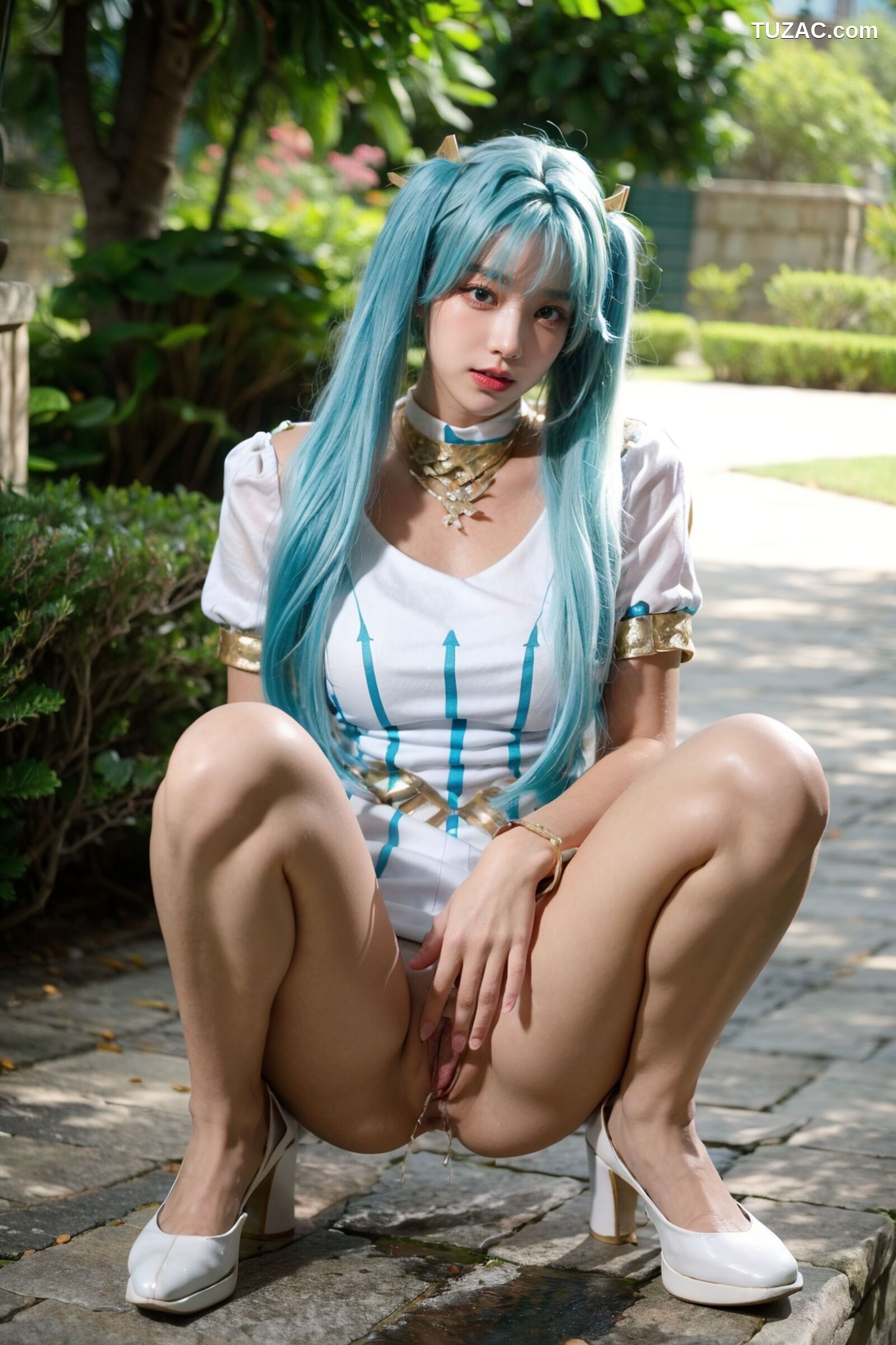 AI美女-超写实-绿发双马尾美女-18禁