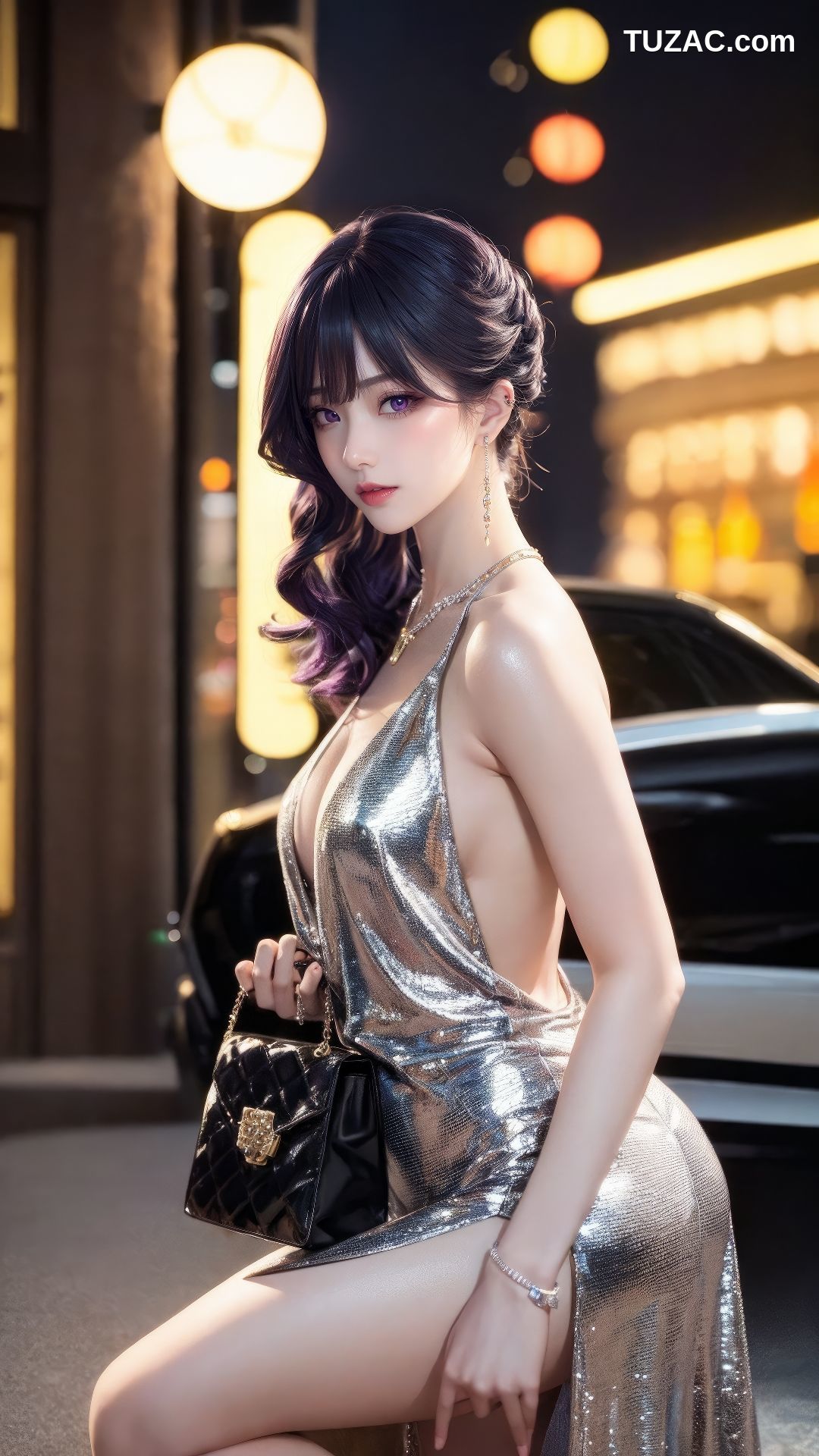 AI美女-银色性感礼服美女-18禁