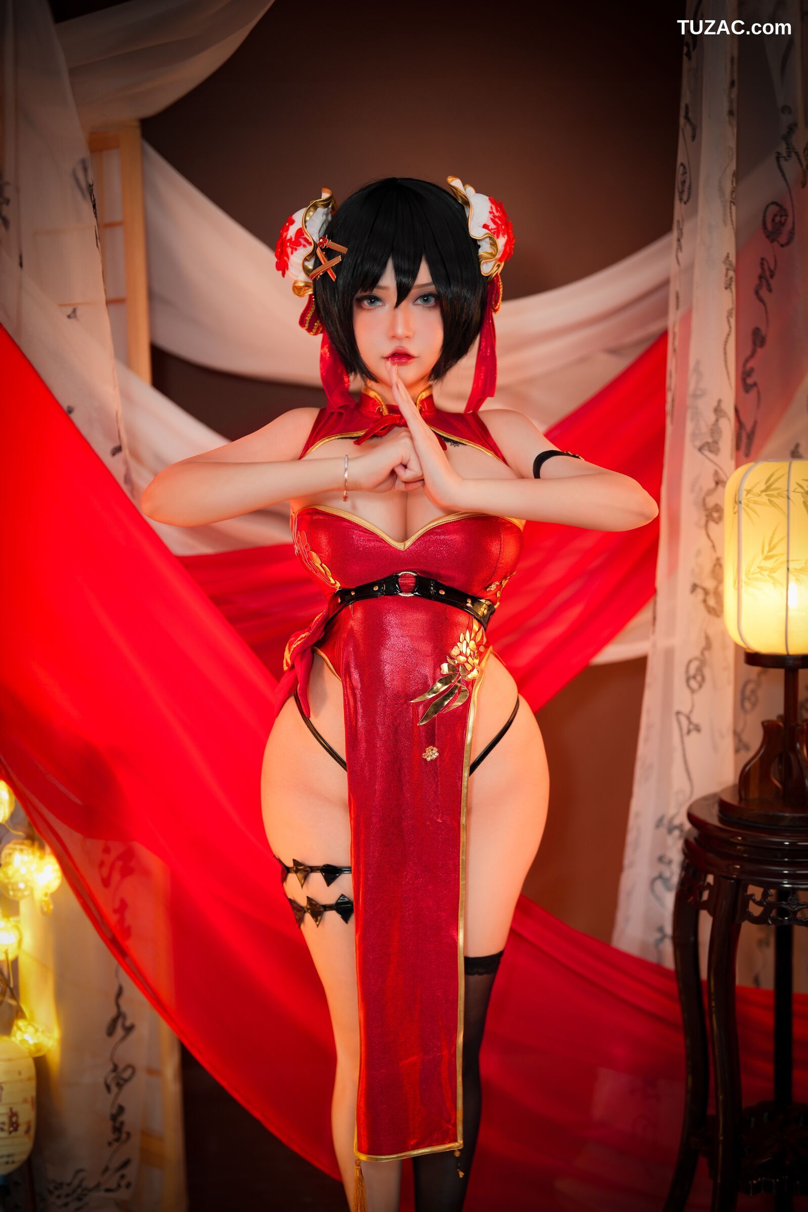 Potato-Godzilla-Cheongsam-红色旗袍