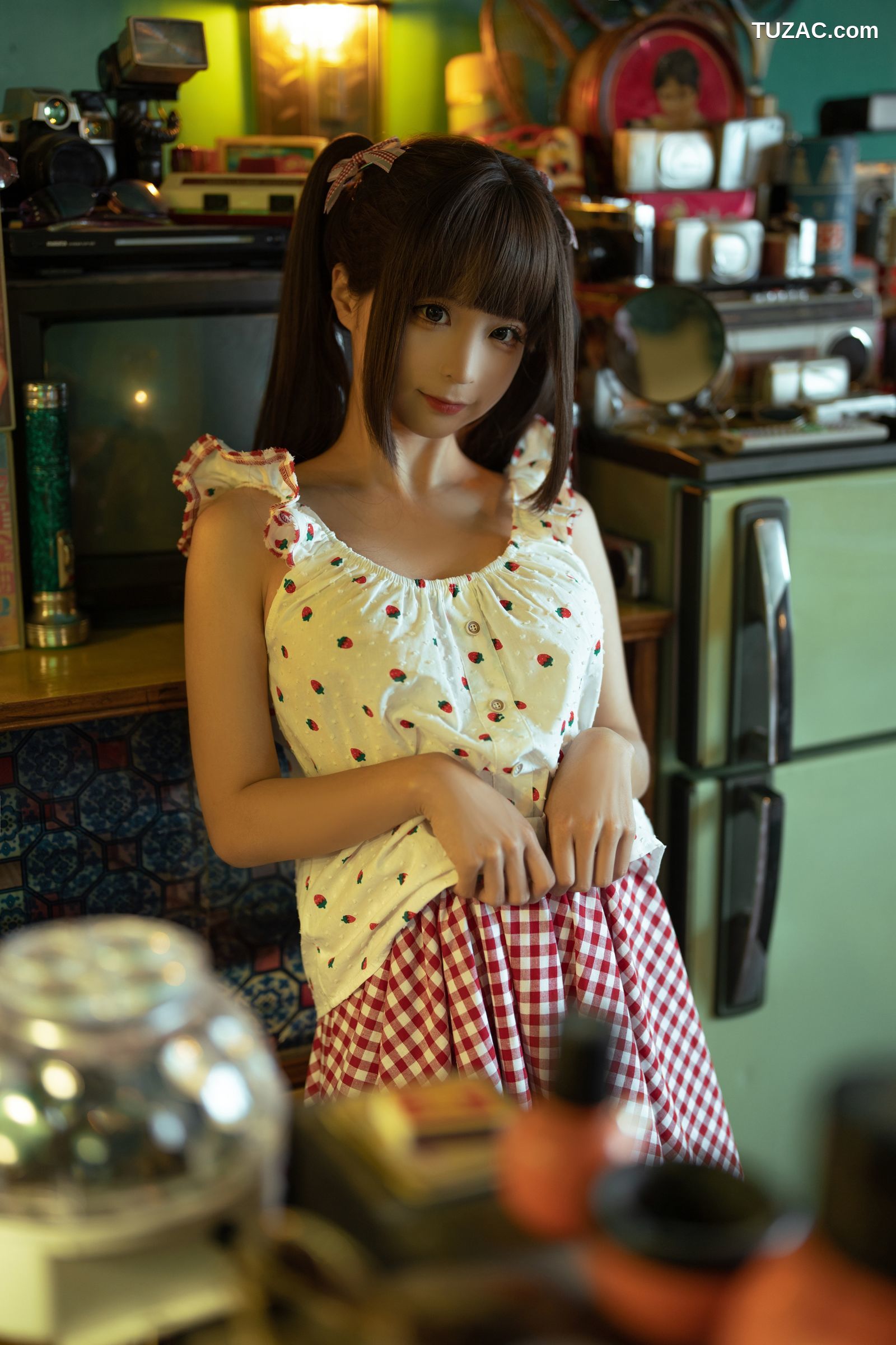 蠢沫沫-红格子-Strawberry-Shirt