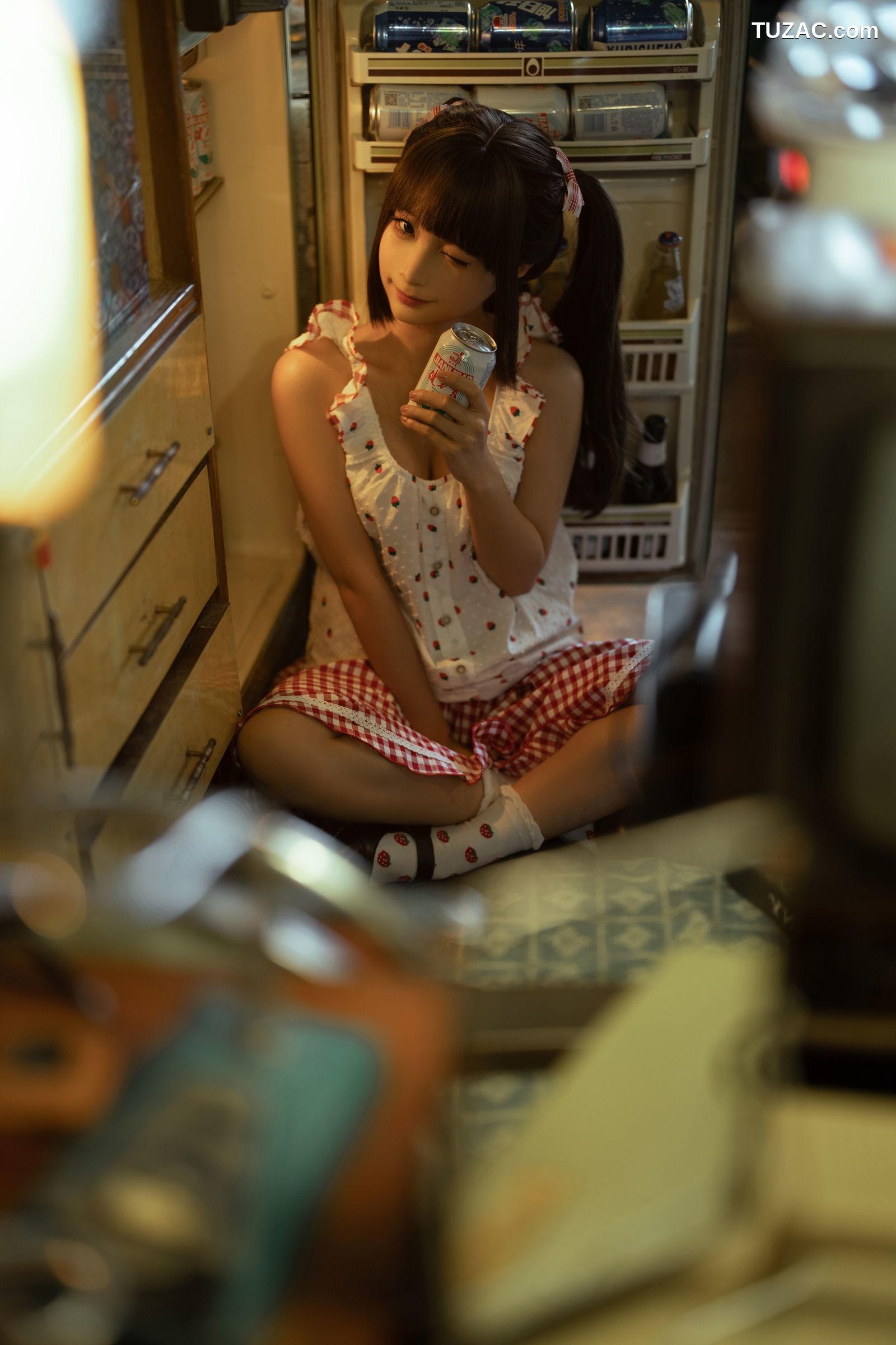 蠢沫沫-红格子-Strawberry-Shirt
