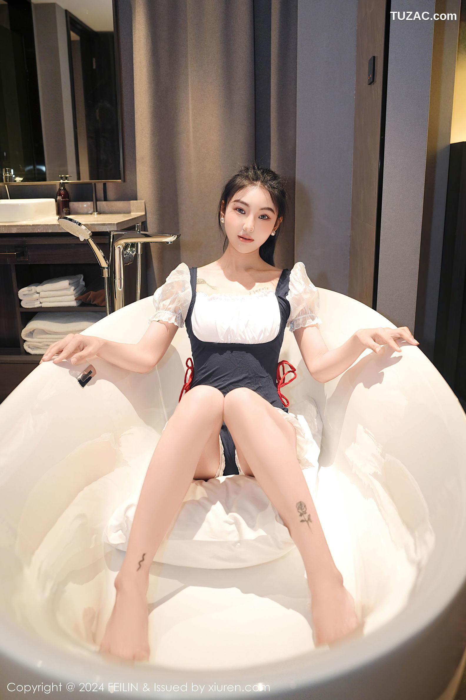 FeiLin嗲囡囡-491-希恬儿-黑白女仆装浴室爆乳-2024.12.02