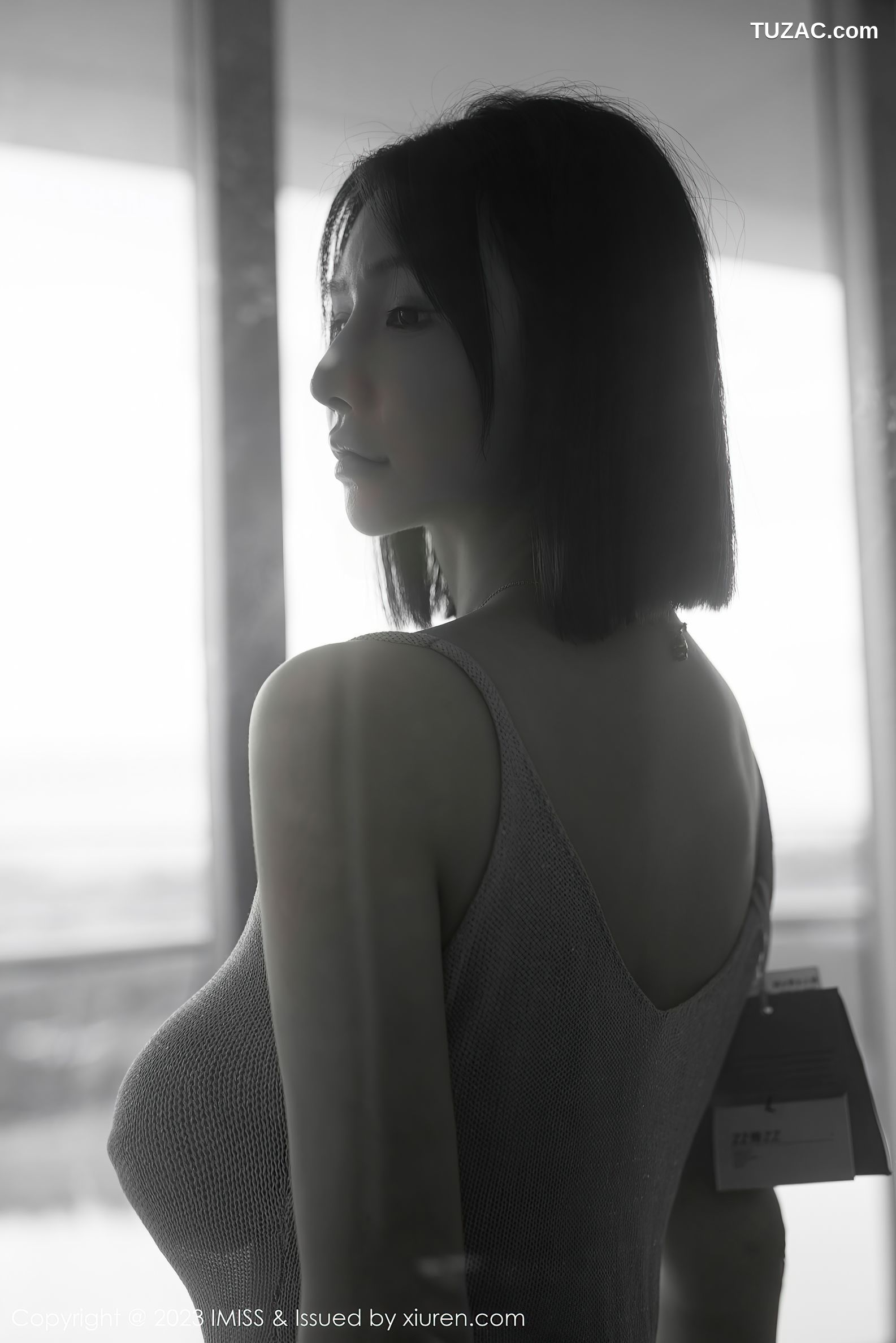 IMiss爱蜜社-752-Evon陈赞之-米色透视吊带短裙-2023.09.19