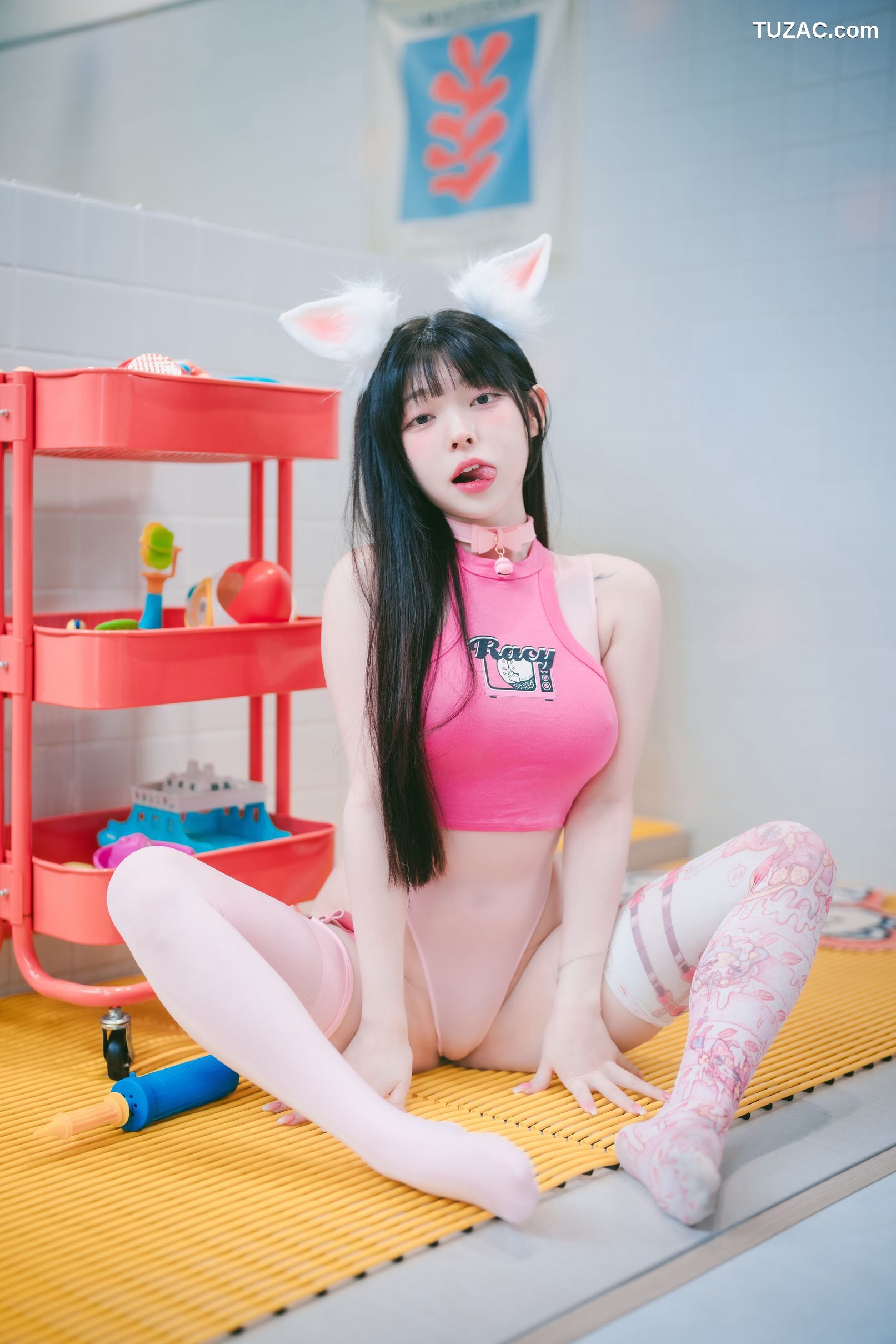 韩国美女-Yudi-粉兔子和黑猫-Pink-Bunny-Black-Cat-DJAWA-Photo