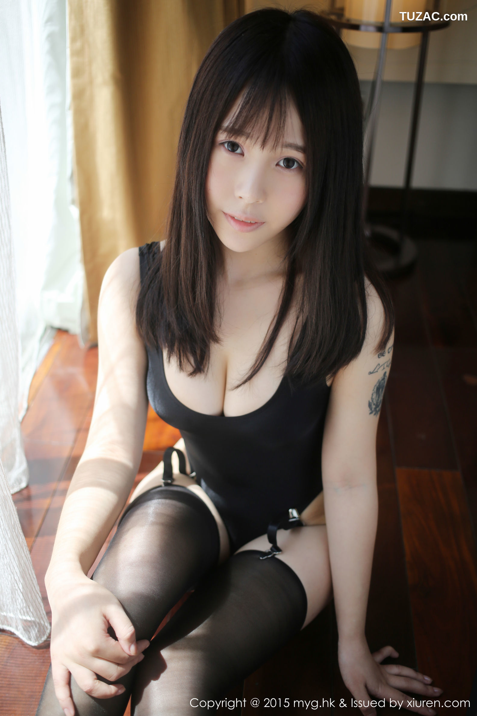 MyGirl美媛馆-166-艾莉-《高叉死库水-黑丝吊袜》-2015.10.21