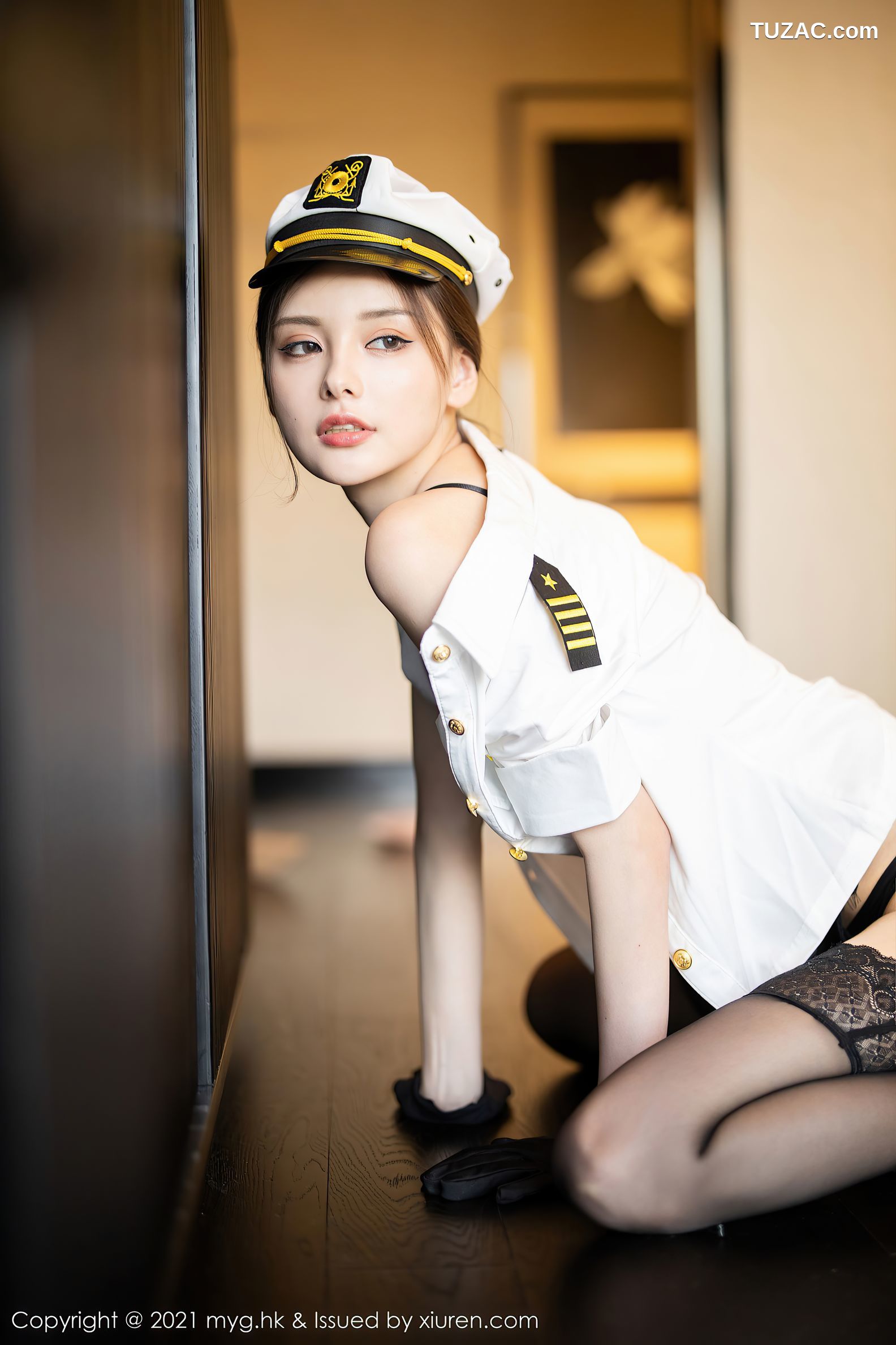 MyGirl美媛馆-539-小夕Juju-女警制服情趣皮内衣蕾丝黑丝-2021.06.15