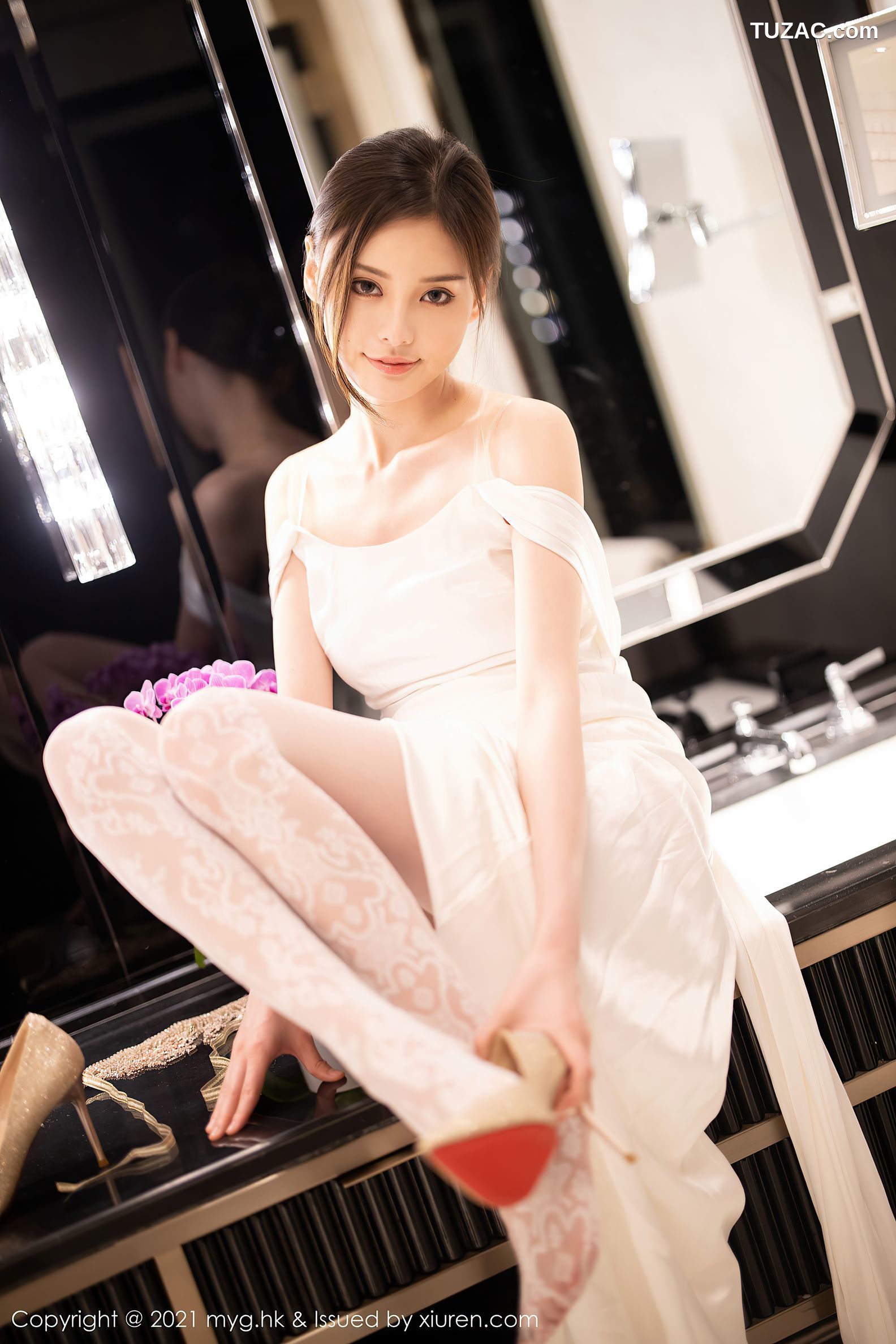 MyGirl美媛馆-552-小夕Juju-江浙沪旅拍白色新娘礼服肉丝-2021.07.09