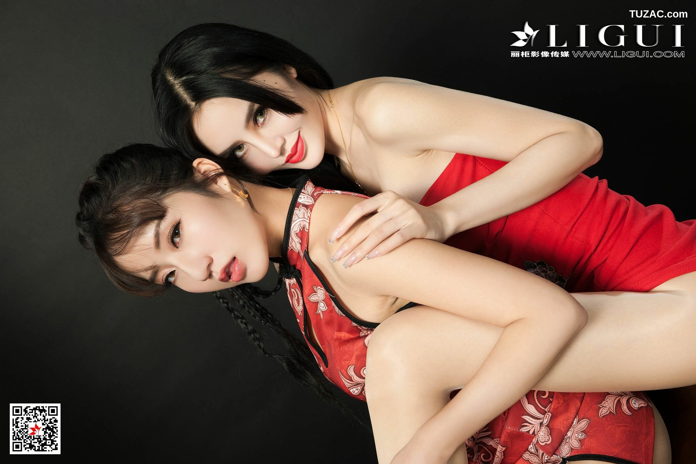 丽柜_ 网络丽人 Model 汐汐&amp;amp; 凉儿 - 双生丝袜红女郎[86P]