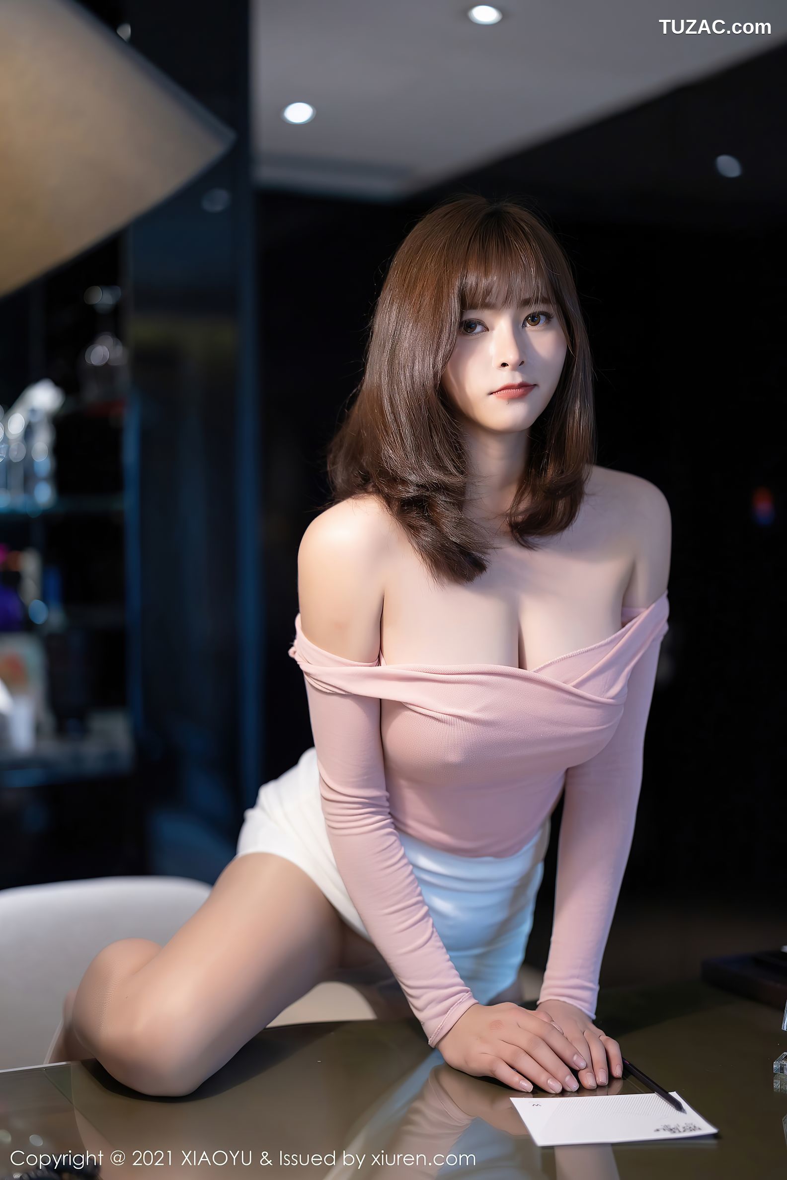 XiaoYu语画界-513-奈沐子-粉色低胸上衣肉丝-2021.04.22