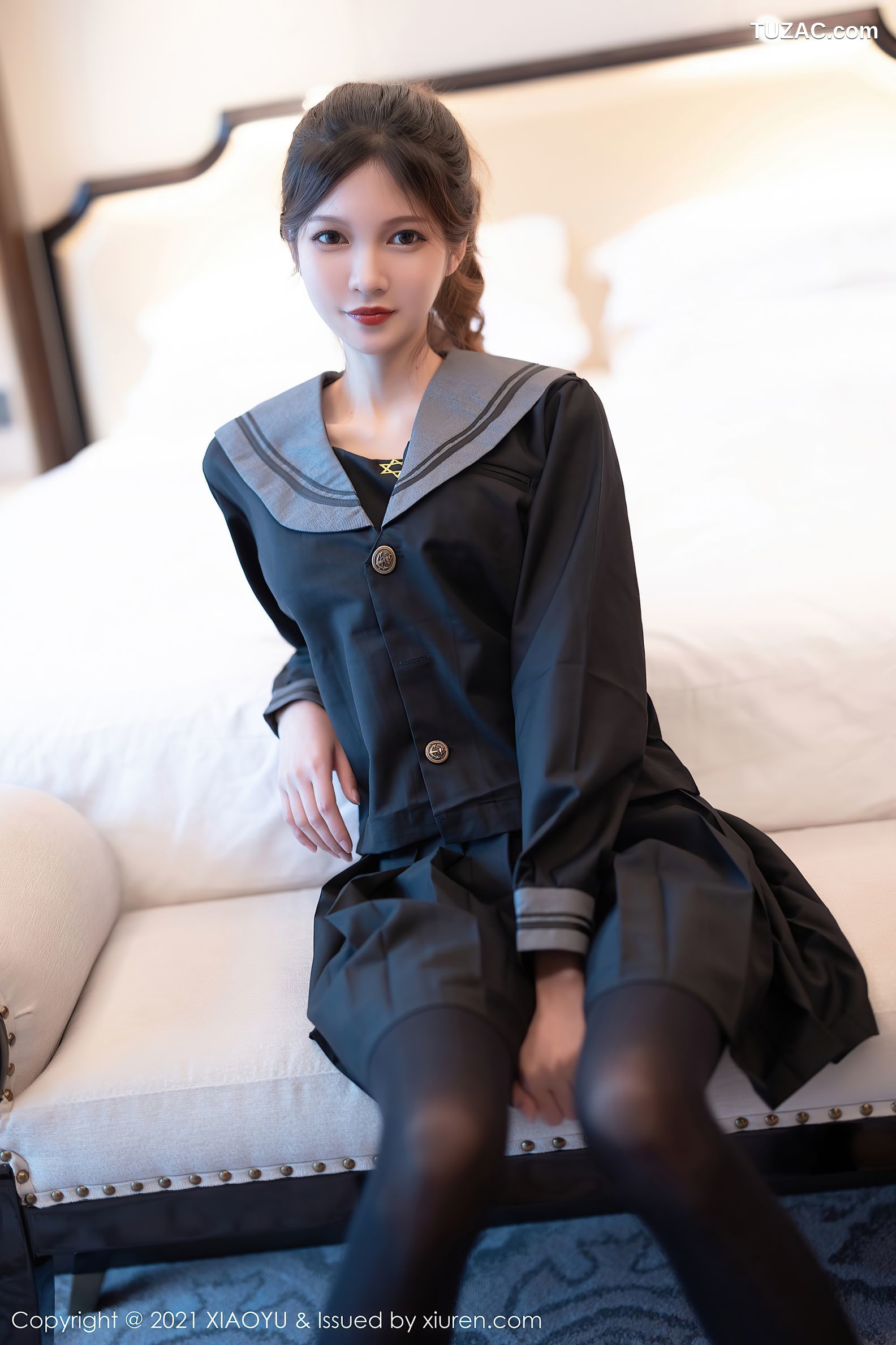 XiaoYu语画界-591-程程程-学院风制服性感内衣黑丝-2021.08.12