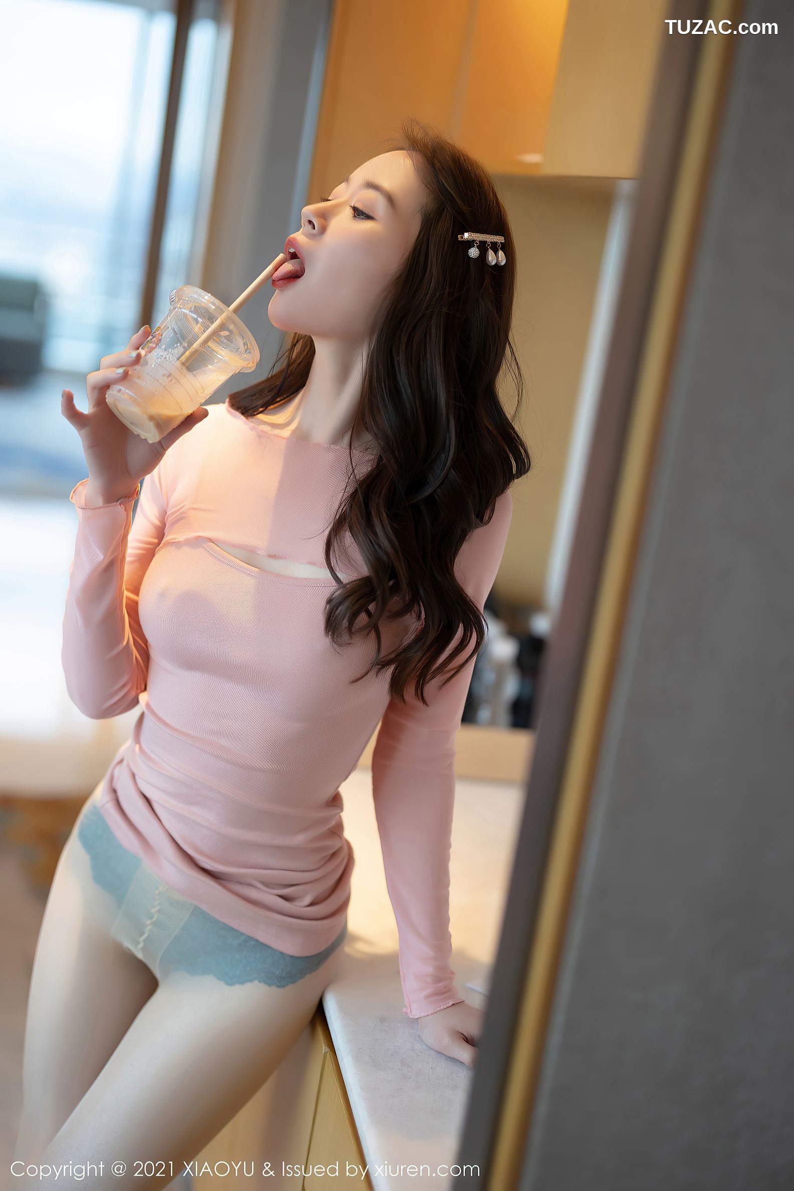 XiaoYu语画界-598-梦心月-真空粉色服饰肉丝-2021.08.23
