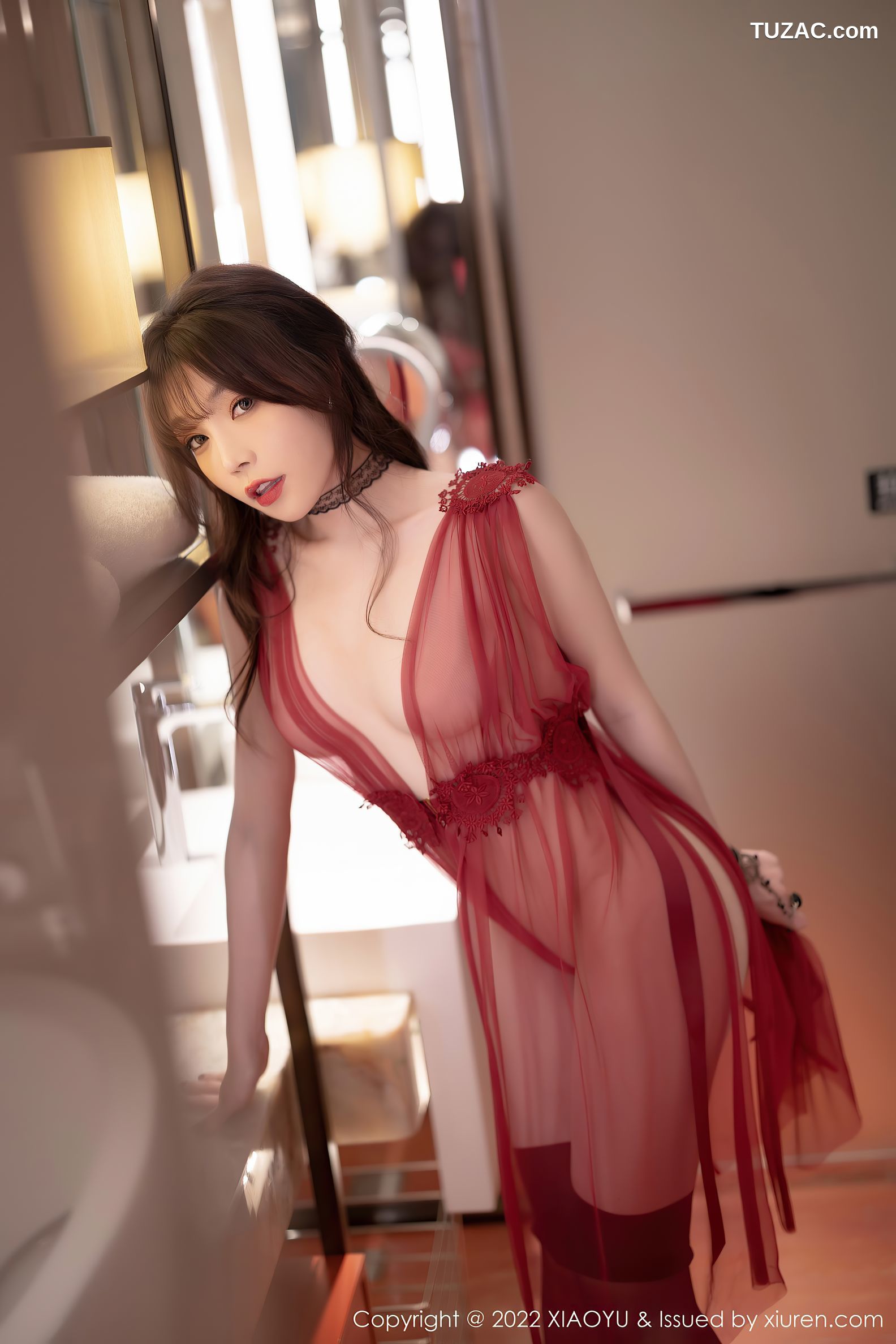 XiaoYu语画界-728-芝芝Booty-惠州旅拍轻透红连衣裙黑丝-2022.03.03