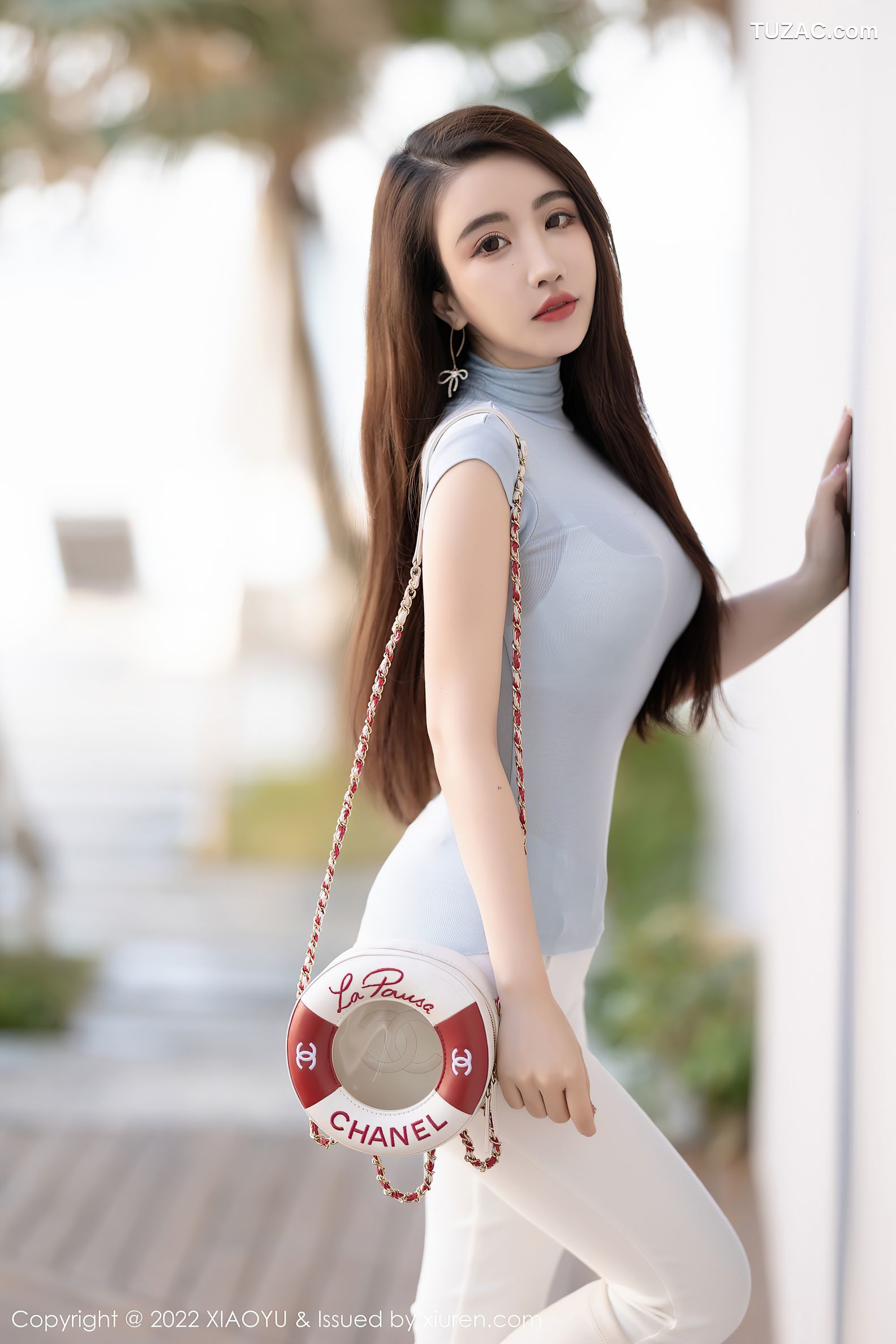 XiaoYu语画界-747-樱桃酱Cherry-惠州旅拍蓝色上衣白色内衣-2022.03.30