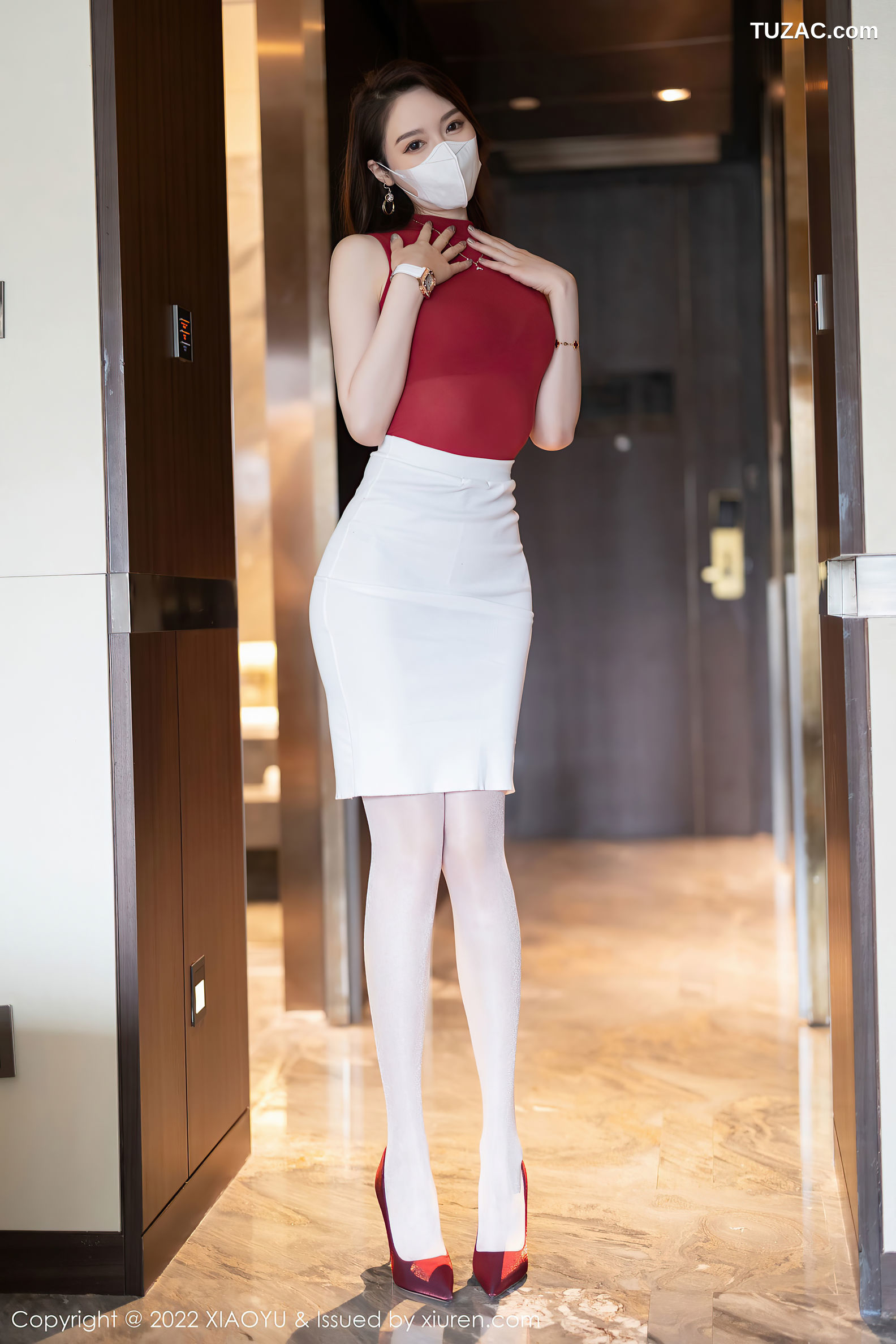 XiaoYu语画界-814-梦心玥-性感收身上衣白短裙红色内衣肉丝-2022.07.06