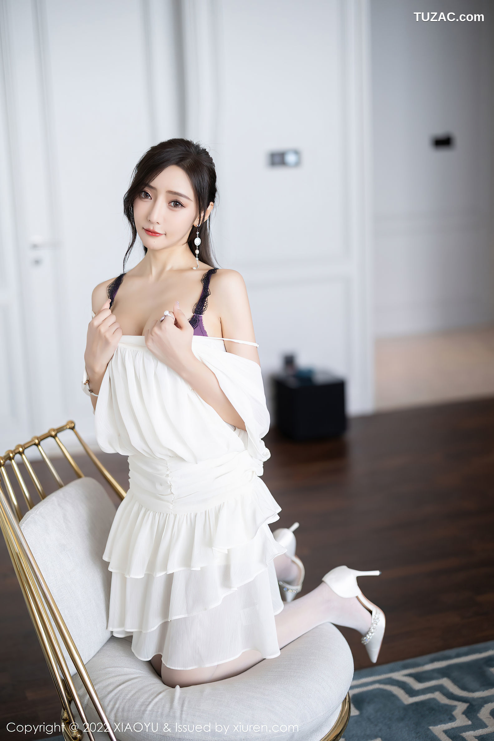 XiaoYu语画界-822-王馨瑶Yanni-白色连衣裙白丝蕾丝内衣-2022.07.18