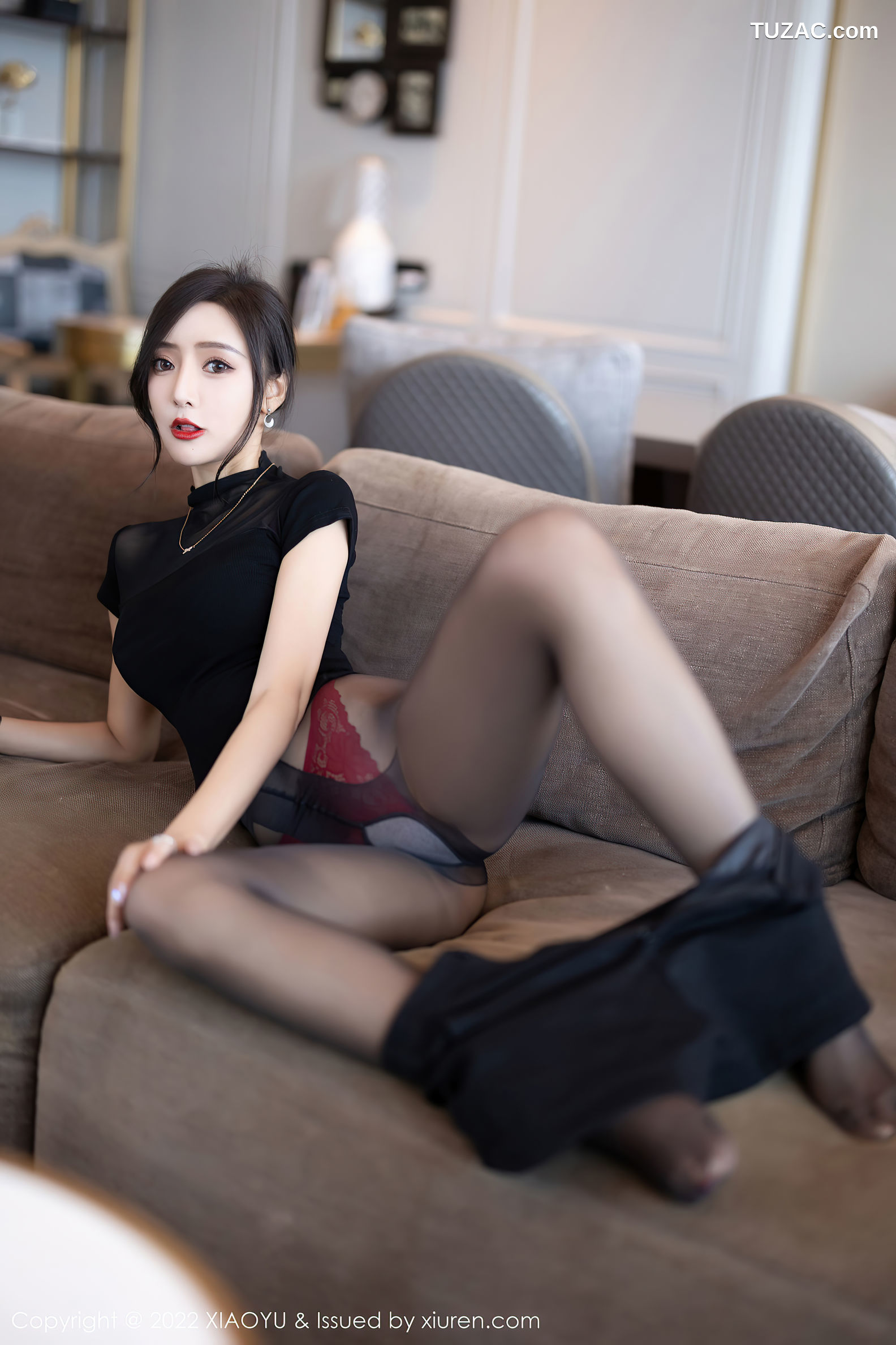 XiaoYu语画界-837-王馨瑶Yanni-黑色轻透服红色蕾丝内衣迷人-2022.08.08