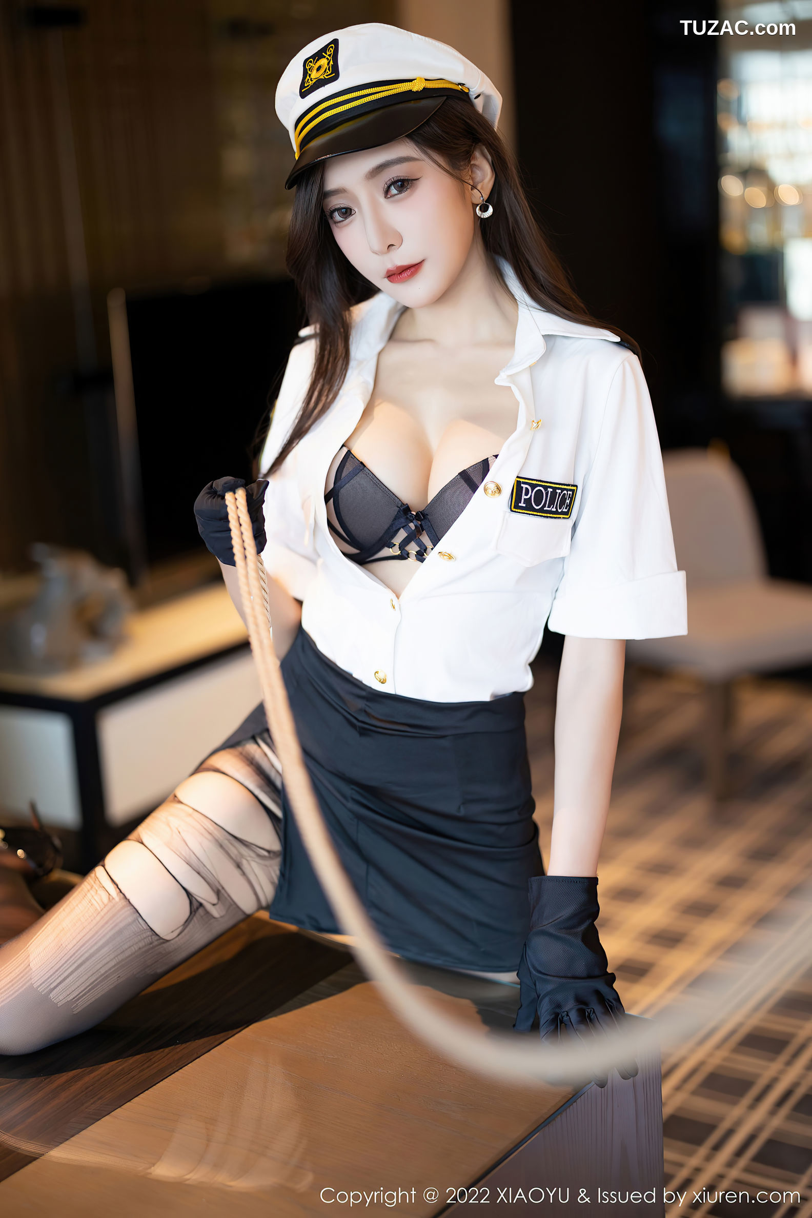 XiaoYu语画界-867-王馨瑶Yanni-韩国女警官制服蕾丝内衣破烂黑丝-2022.09.20