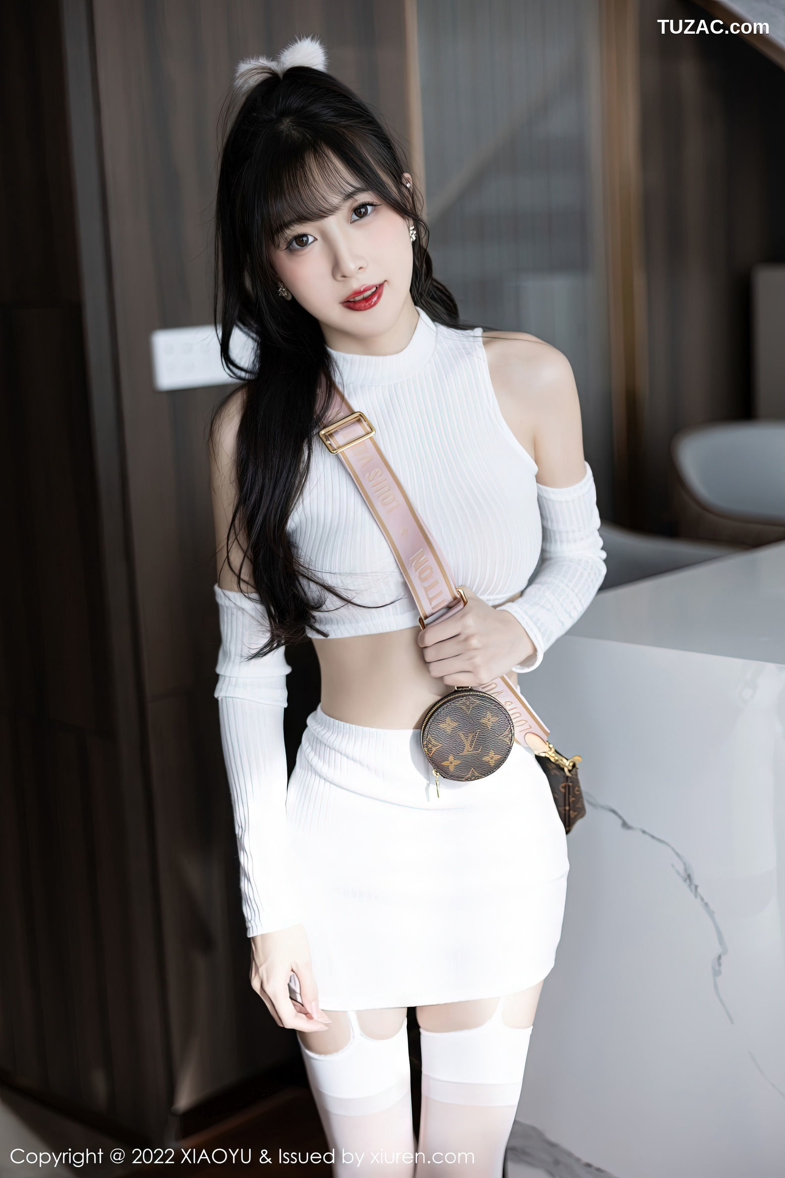 XiaoYu语画界-928-林星阑-白色抹胸内衣白丝吊带袜-2022.12.19