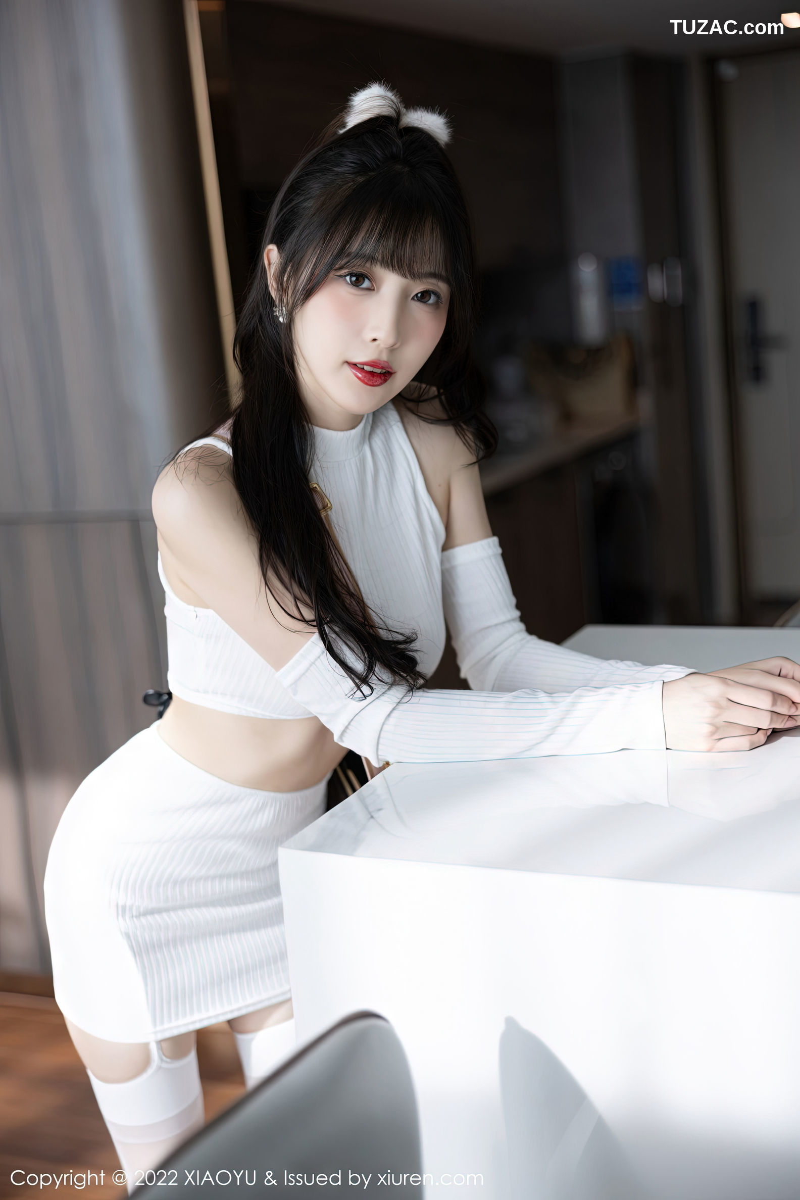 XiaoYu语画界-928-林星阑-白色抹胸内衣白丝吊带袜-2022.12.19