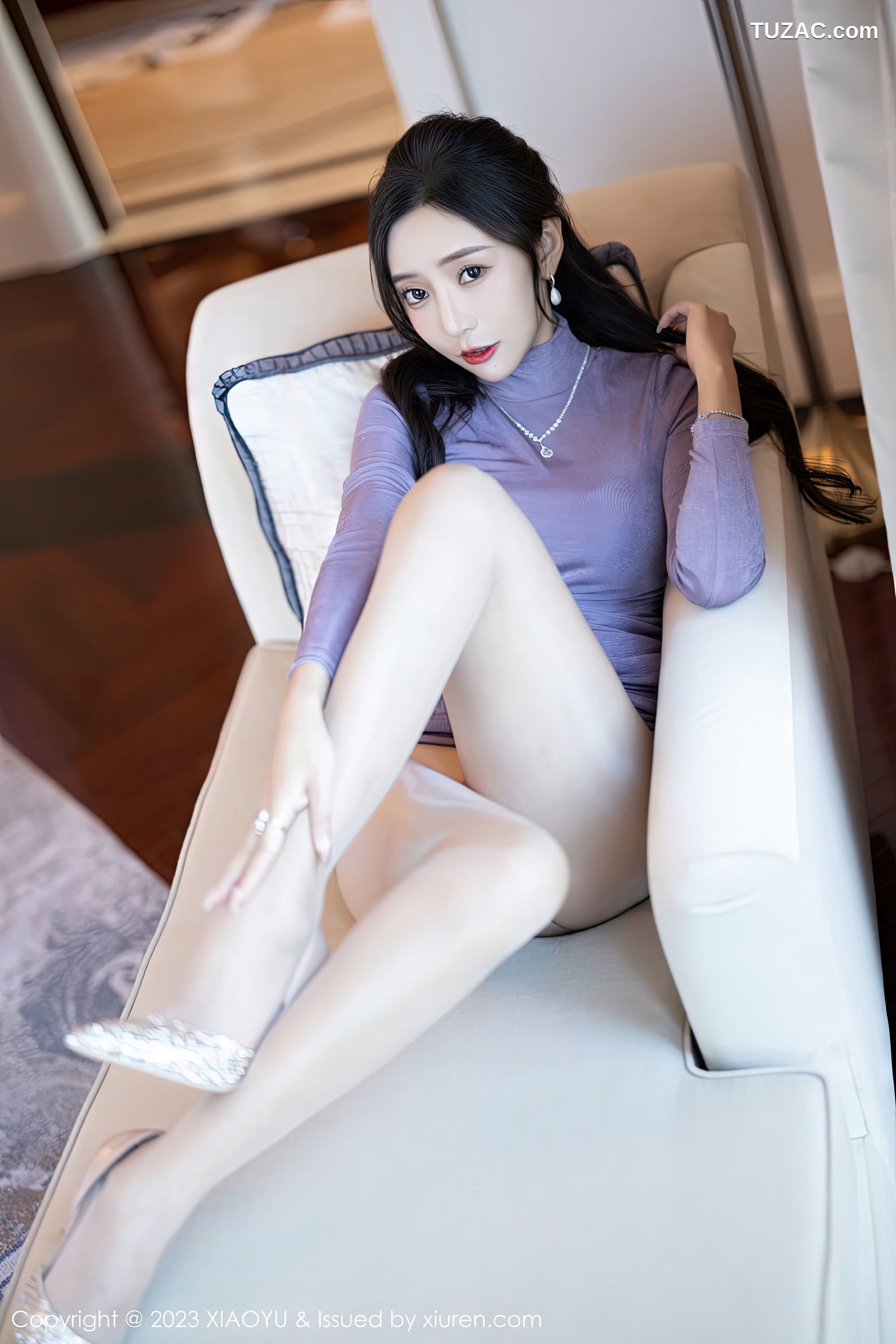 XiaoYu语画界-947-王馨瑶Yanni-淡紫色收身连衣长裙浅暖色内衣-2023.01.16