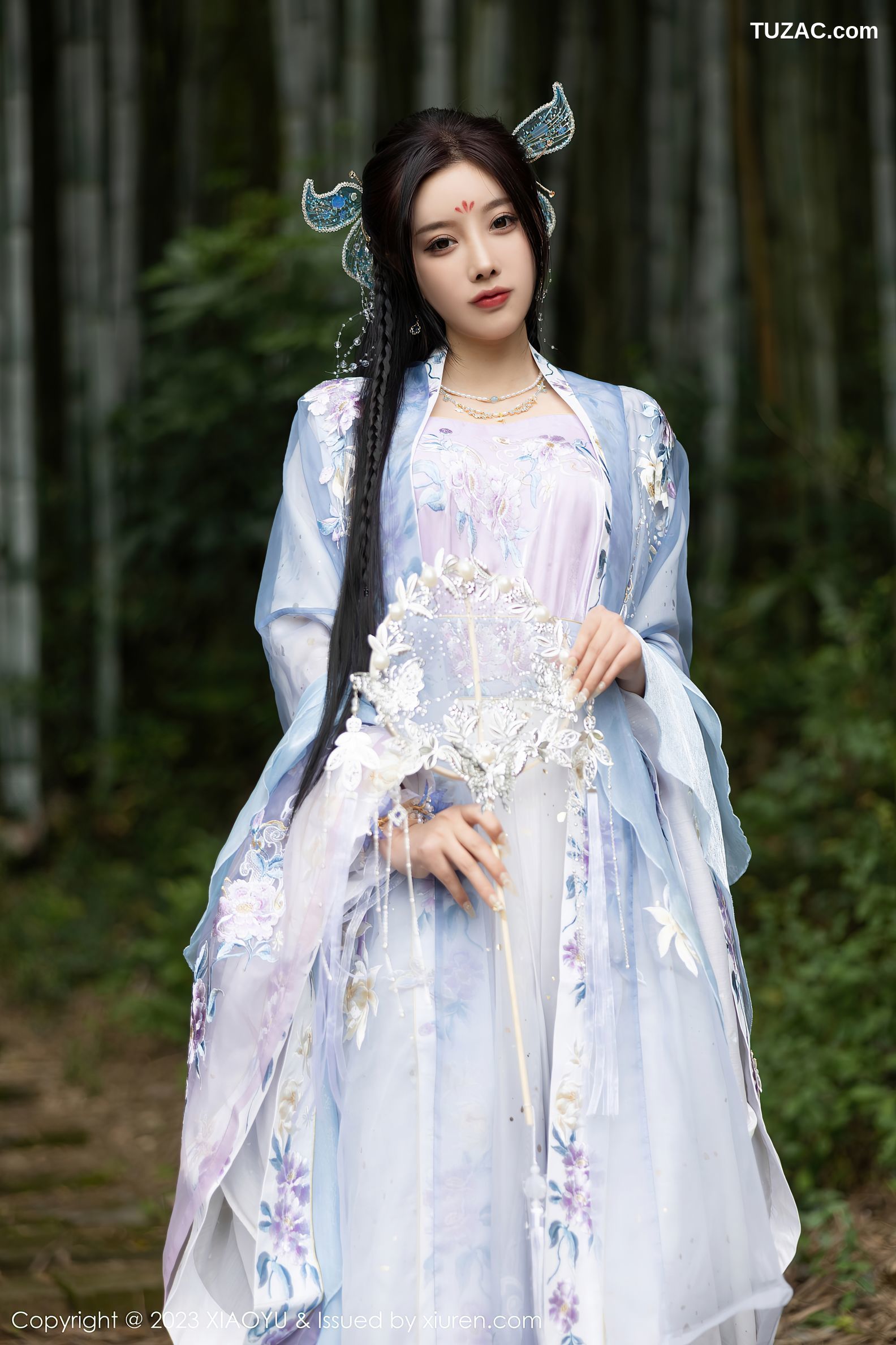 XiaoYu语画界-970-杨晨晨Yome-淡蓝紫色古装服白色蕾丝内衣-2023.02.21