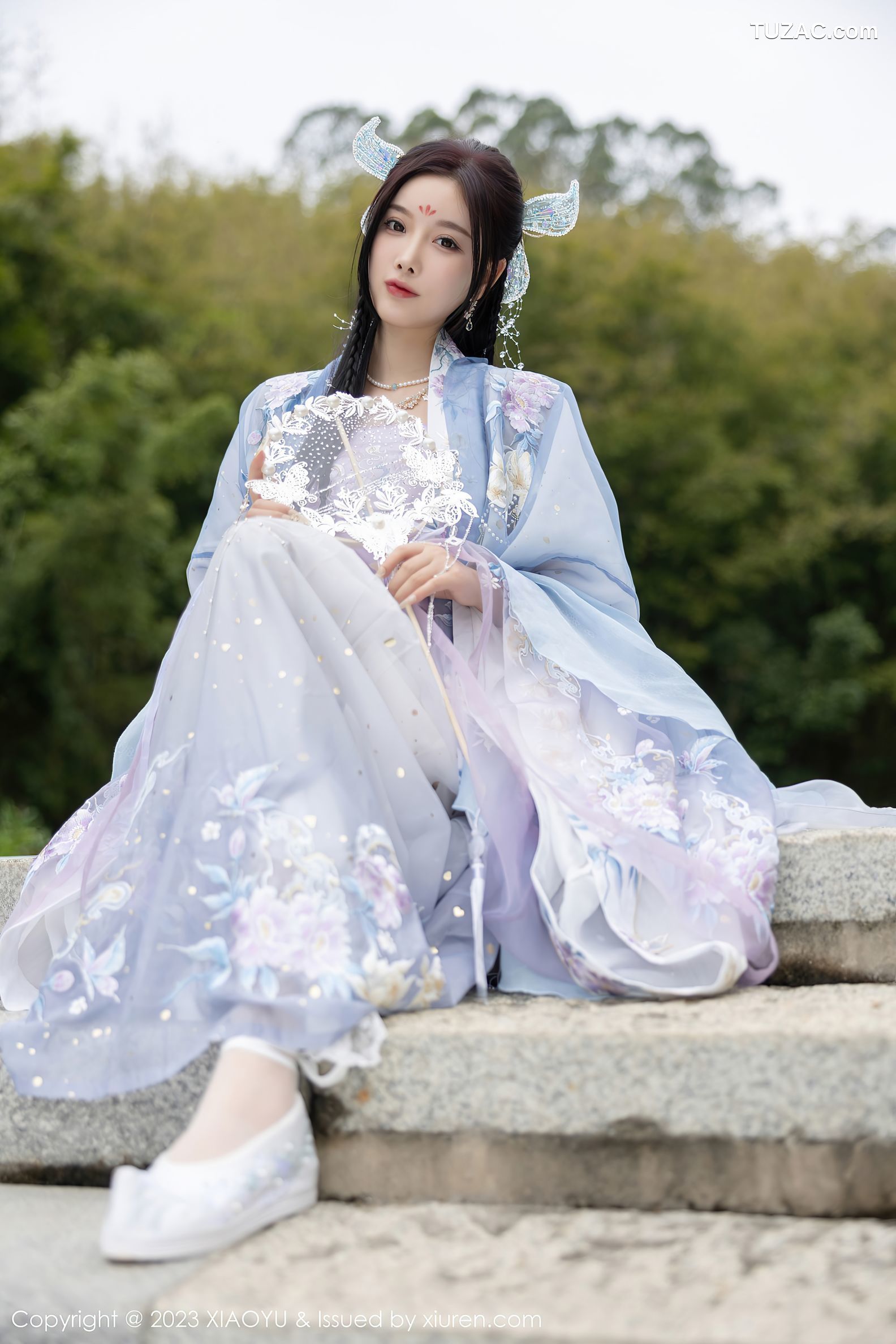 XiaoYu语画界-970-杨晨晨Yome-淡蓝紫色古装服白色蕾丝内衣-2023.02.21