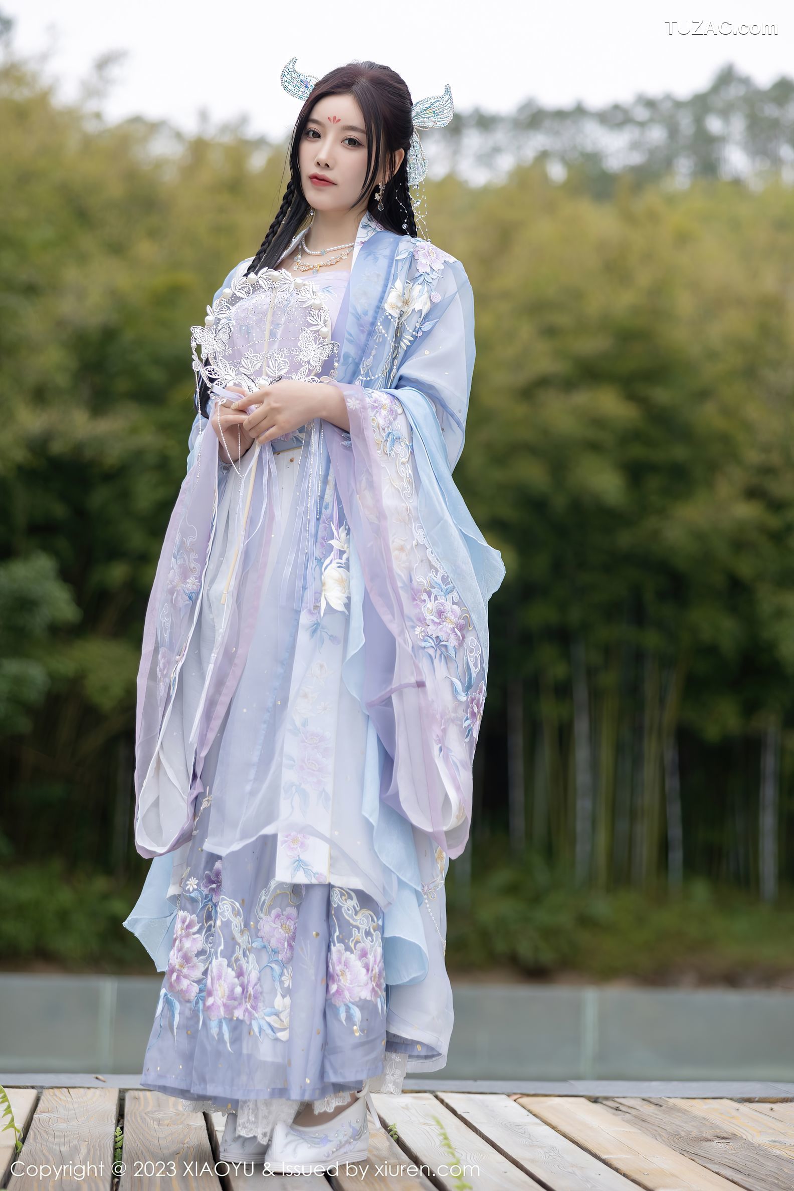 XiaoYu语画界-970-杨晨晨Yome-淡蓝紫色古装服白色蕾丝内衣-2023.02.21