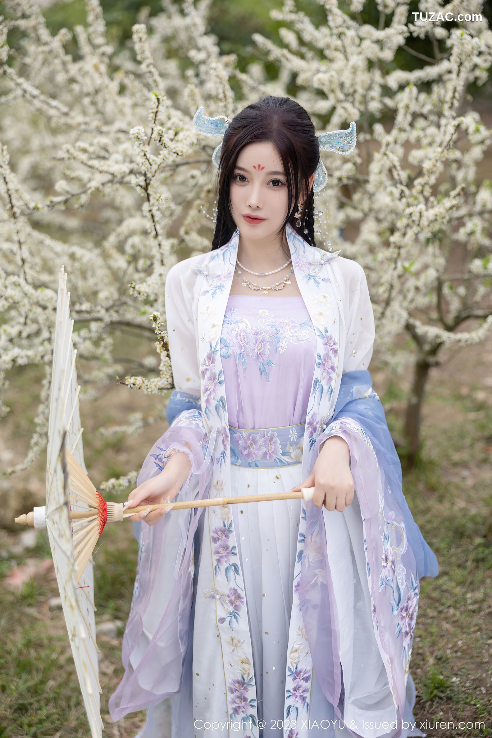 XiaoYu语画界-970-杨晨晨Yome-淡蓝紫色古装服白色蕾丝内衣-2023.02.21