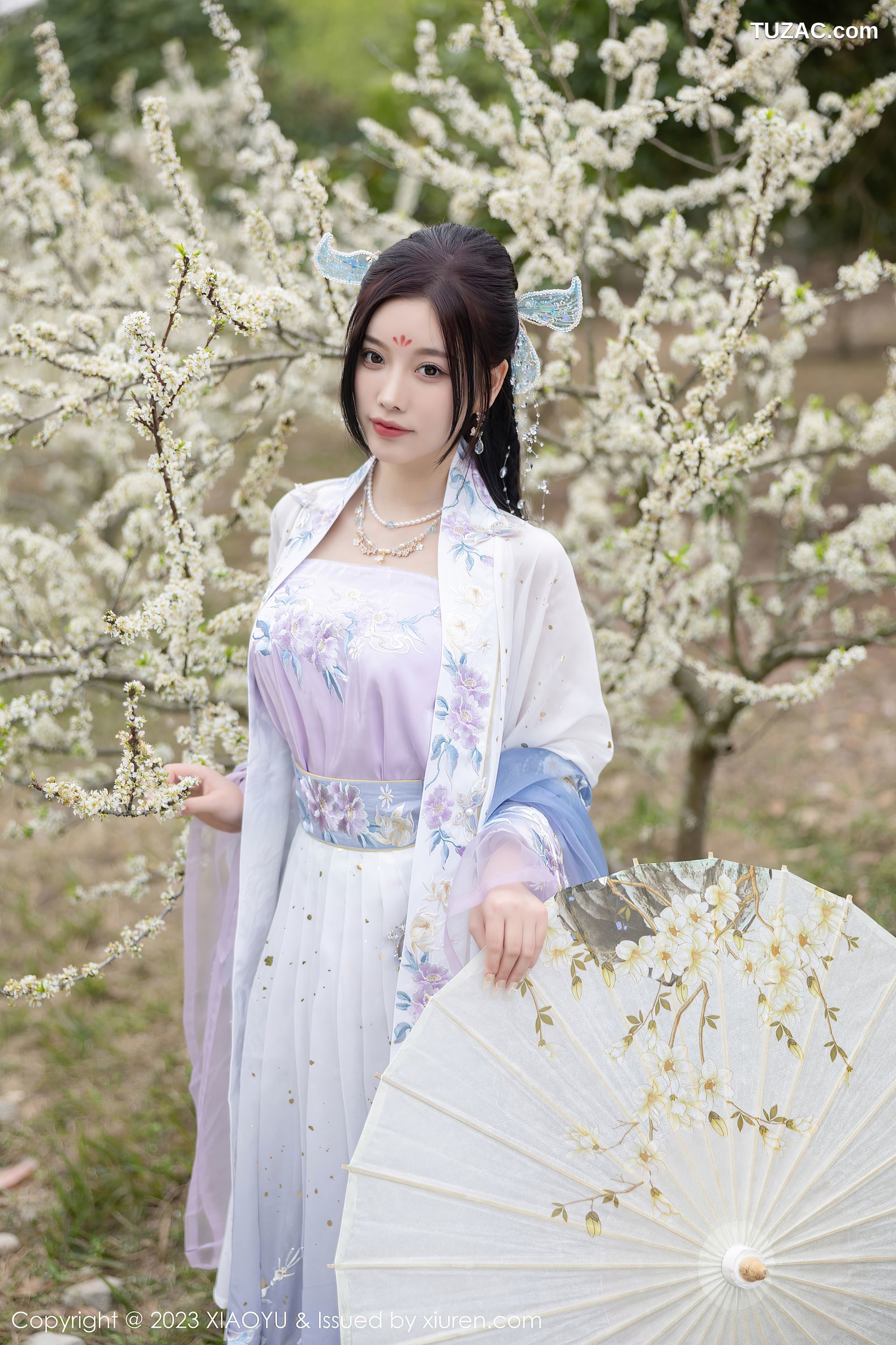 XiaoYu语画界-970-杨晨晨Yome-淡蓝紫色古装服白色蕾丝内衣-2023.02.21