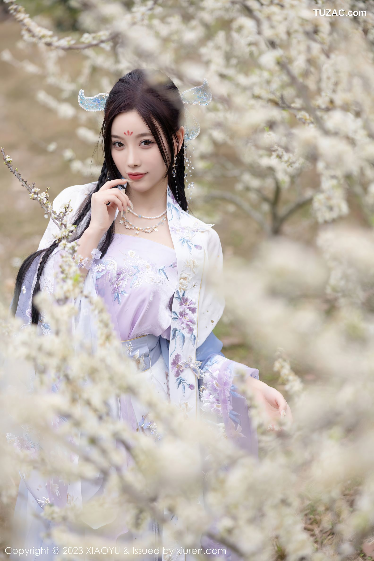 XiaoYu语画界-970-杨晨晨Yome-淡蓝紫色古装服白色蕾丝内衣-2023.02.21