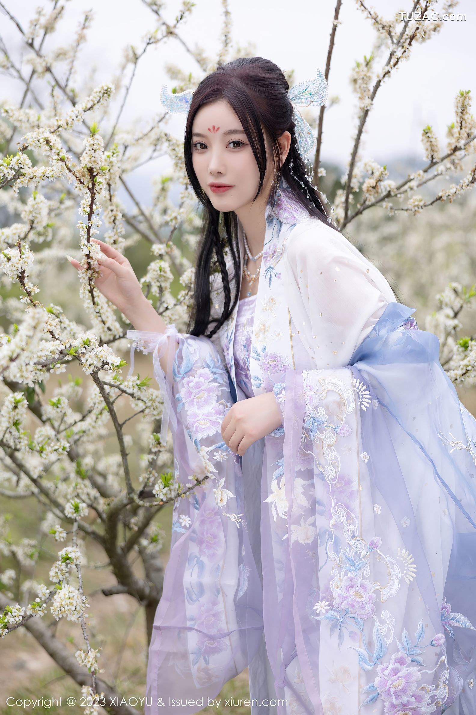 XiaoYu语画界-970-杨晨晨Yome-淡蓝紫色古装服白色蕾丝内衣-2023.02.21