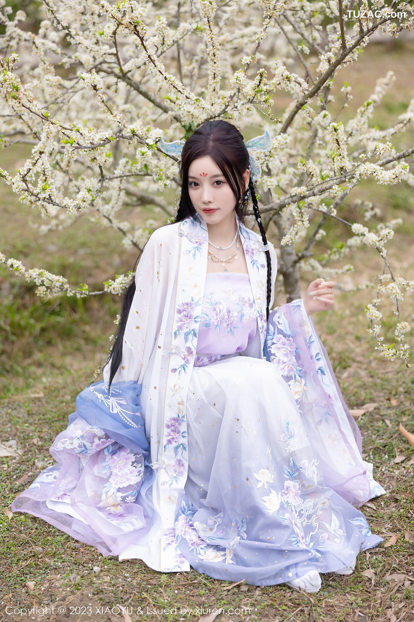 XiaoYu语画界-970-杨晨晨Yome-淡蓝紫色古装服白色蕾丝内衣-2023.02.21