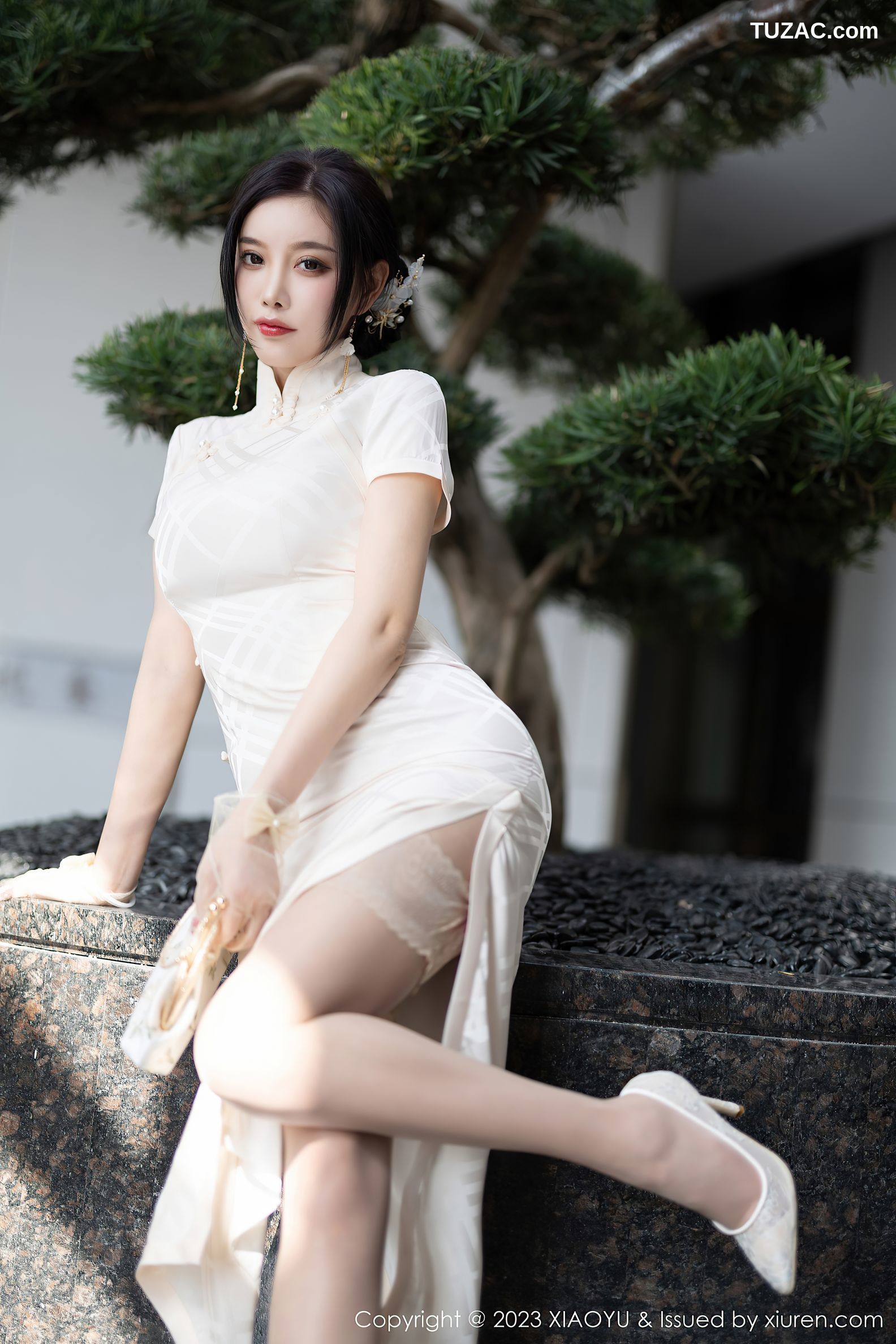 XiaoYu语画界-978-杨晨晨-白色典雅旗袍白丝-2023.03.03