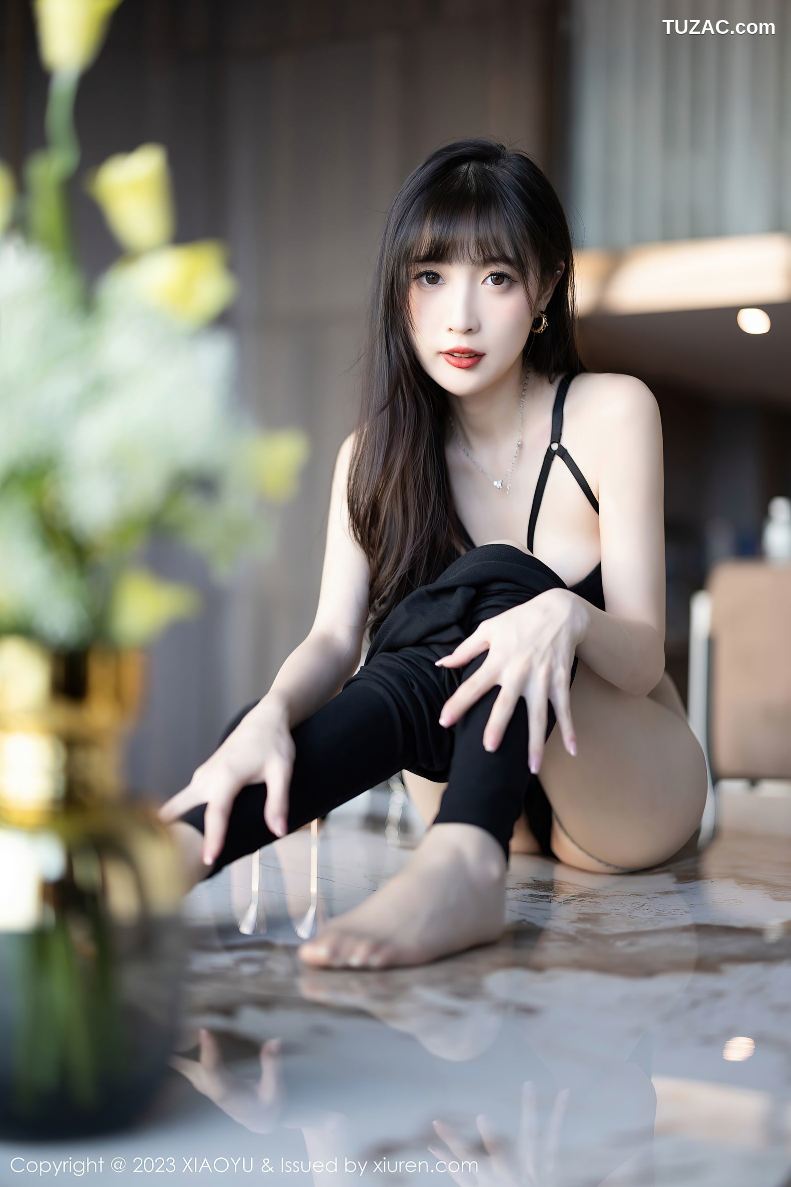 XiaoYu语画界-981-林星阑-黑色连体蕾丝内衣原色丝袜-2023.03.08