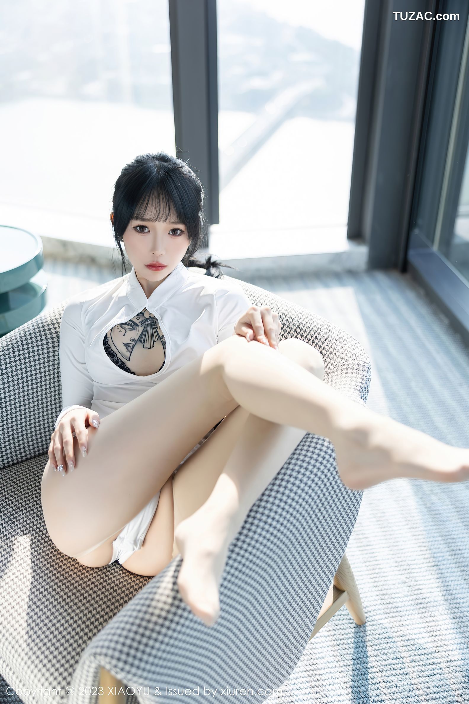 XiaoYu语画界-1006-奶瓶-黑连衣短裙蓝色蕾丝内衣-2023.04.13