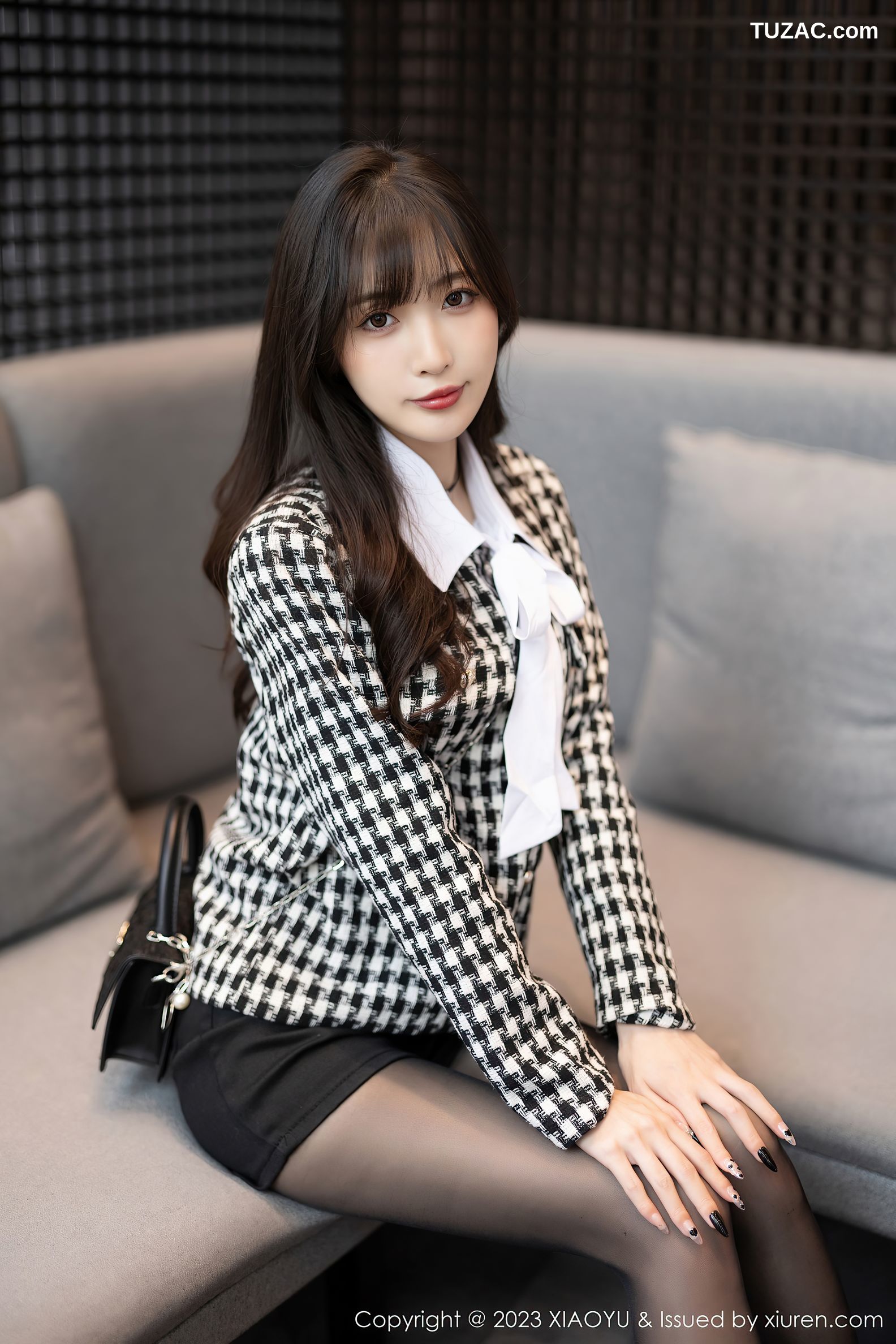 XiaoYu语画界-1020-林星阑-黑白格上衣黑短裤白衬衫黑丝-2023.05.05