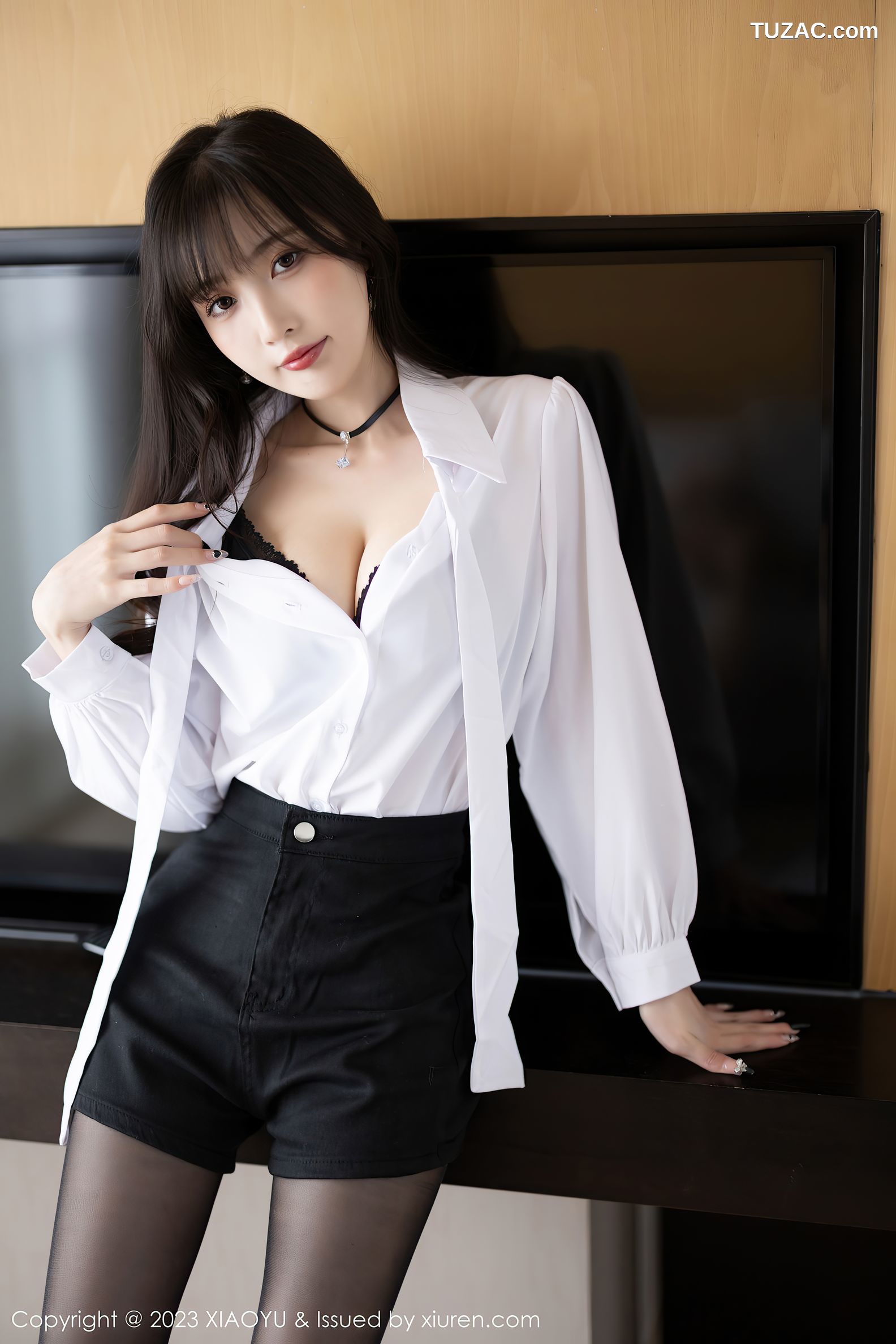 XiaoYu语画界-1020-林星阑-黑白格上衣黑短裤白衬衫黑丝-2023.05.05