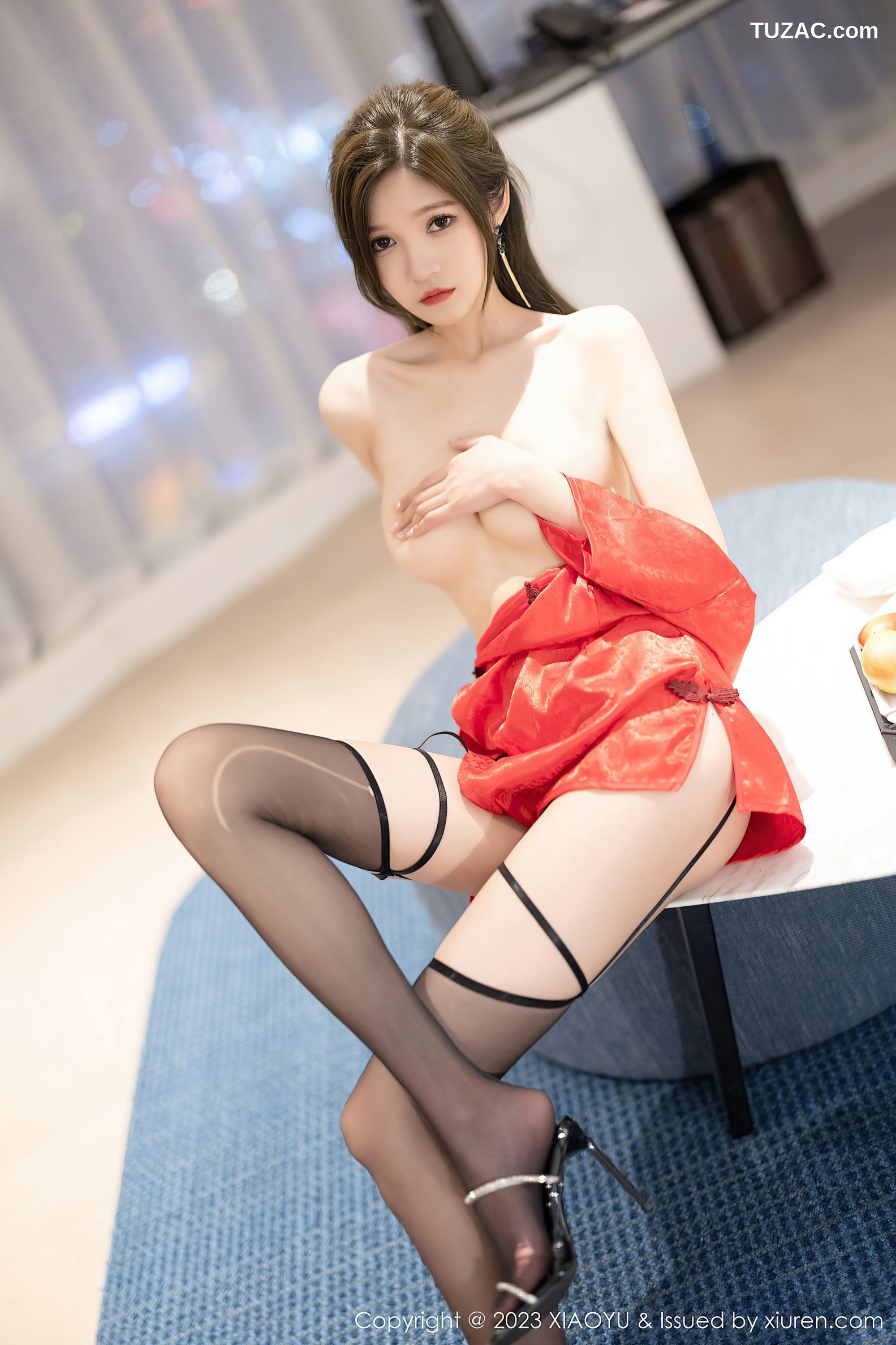 XiaoYu语画界-1029-程程程-红色情趣旗袍黑丝-2023.05.17