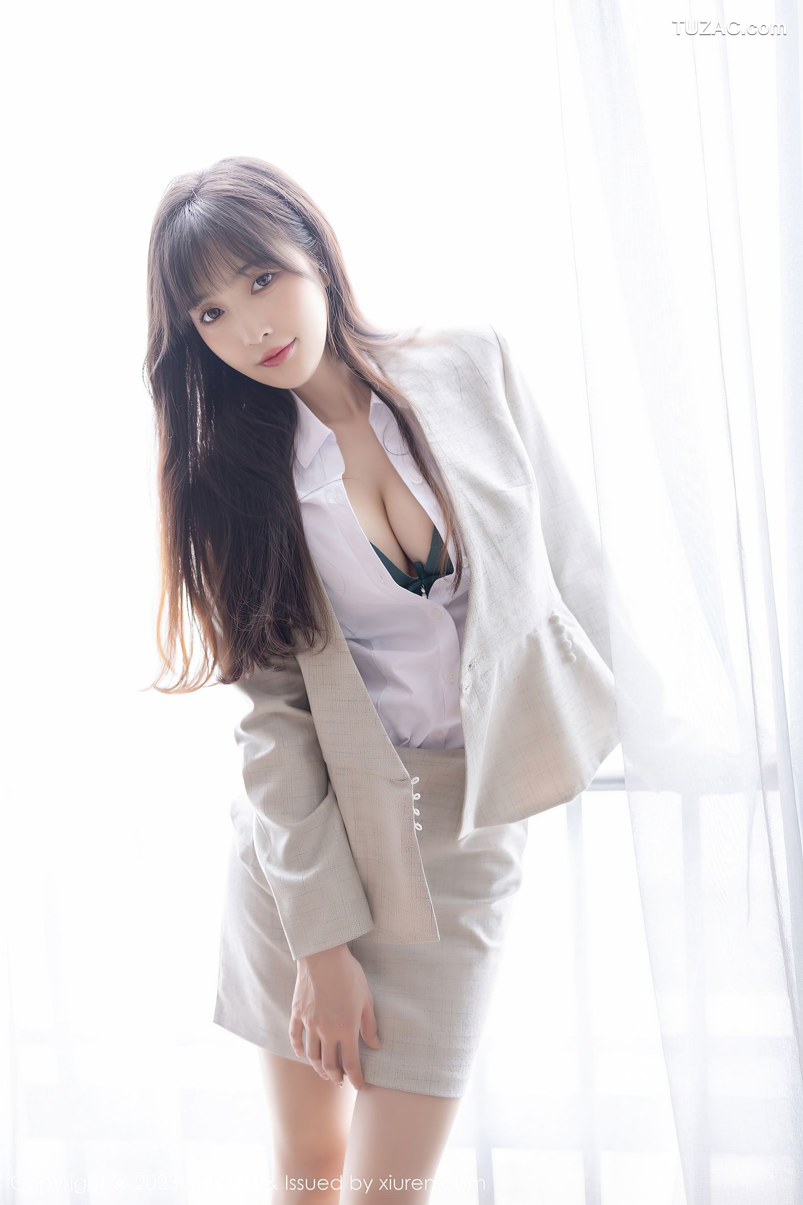 XiaoYu语画界-1034-林星阑-浅色职业装绿色内衣-2023.05.24