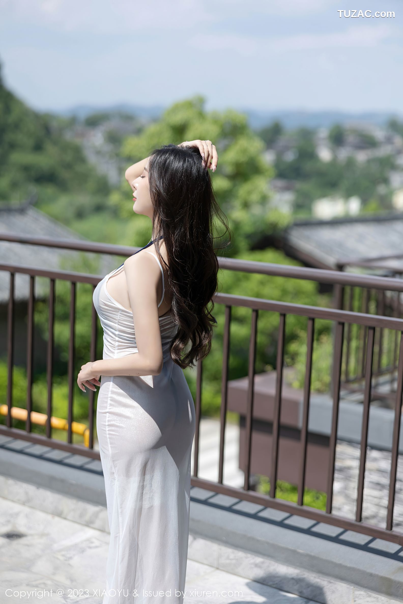 XiaoYu语画界-1052-王馨瑶yanni-贵州旅拍-白色轻透连衣长裙蓝色情趣内衣-2023.06.19