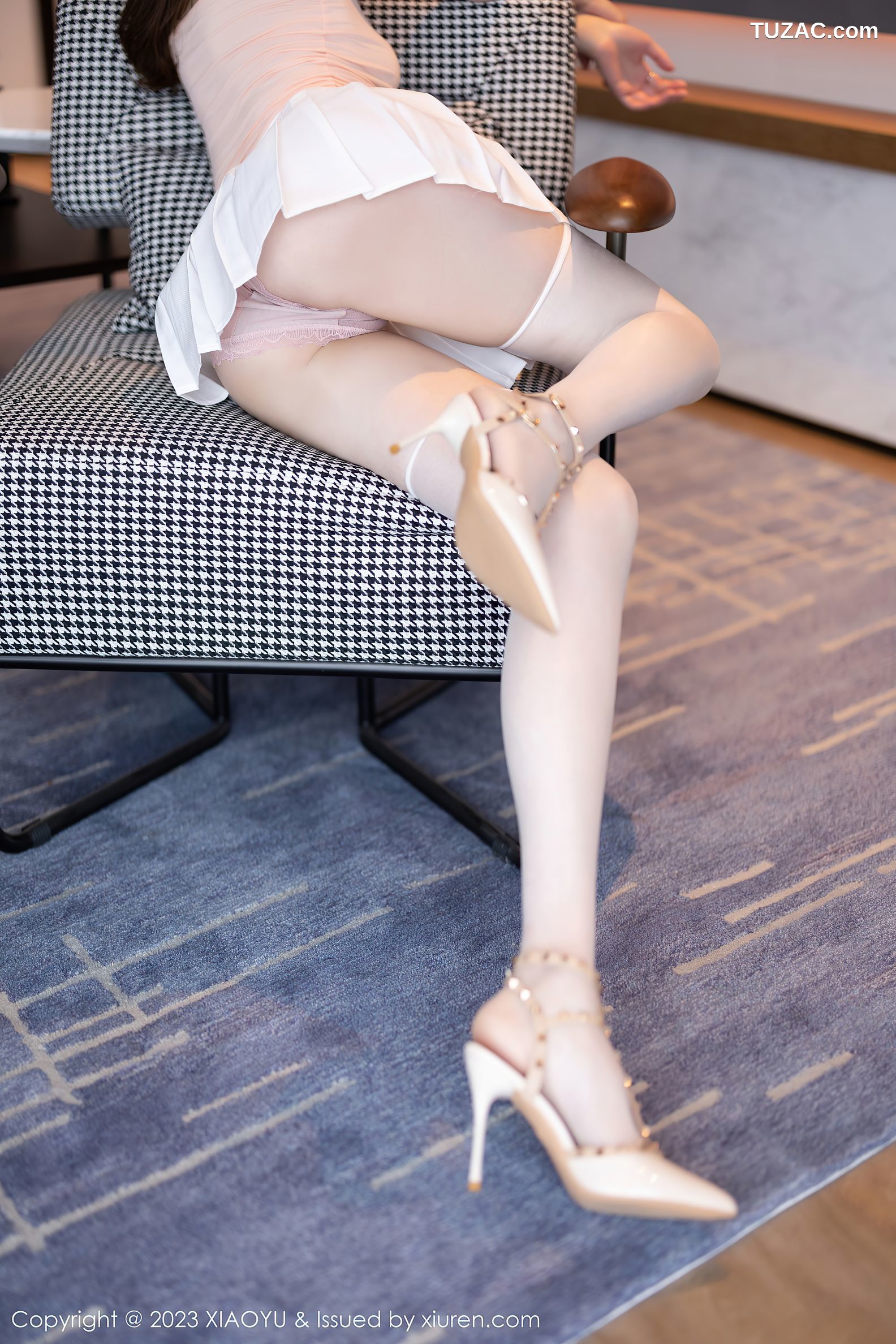 XiaoYu语画界-1069-梦心玥-白色超短裙浅粉T-2023.07.13