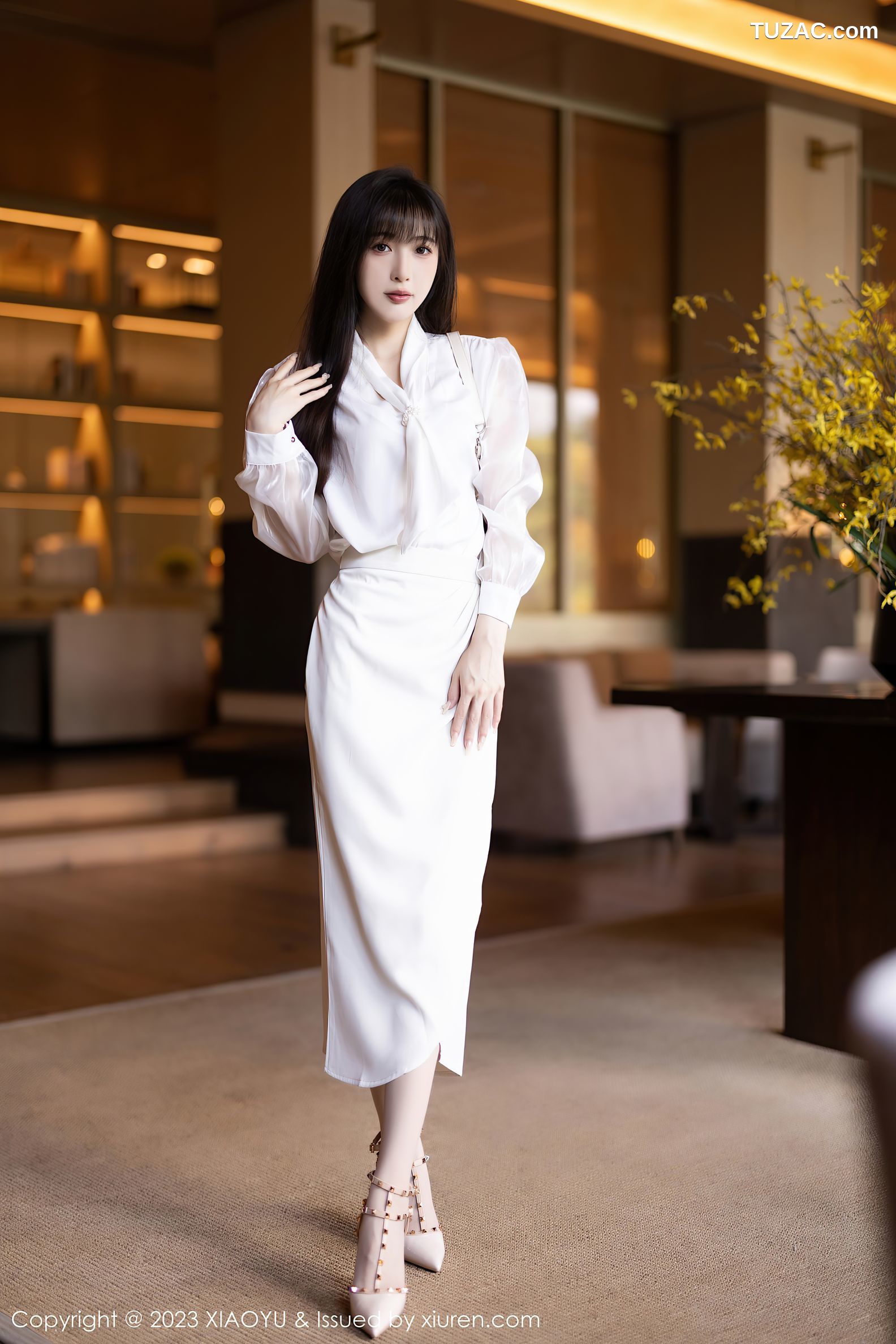 XiaoYu语画界-1088-林星阑-白色连衣长裙肉色内衣-2023.08.09