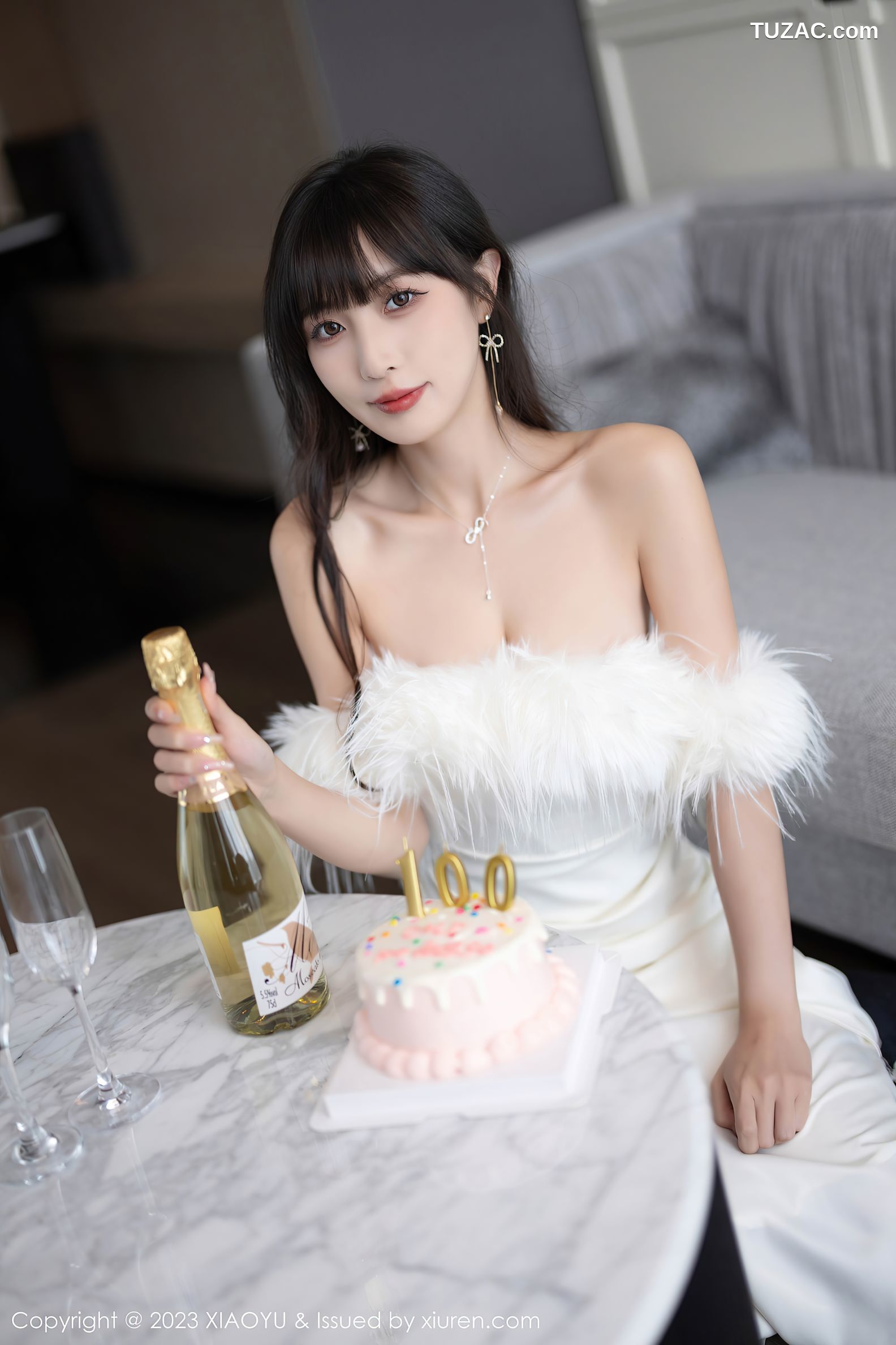 XiaoYu语画界-1120-林星阑-白色低胸礼服长裙-白色蕾丝情趣内衣-2023.09.27