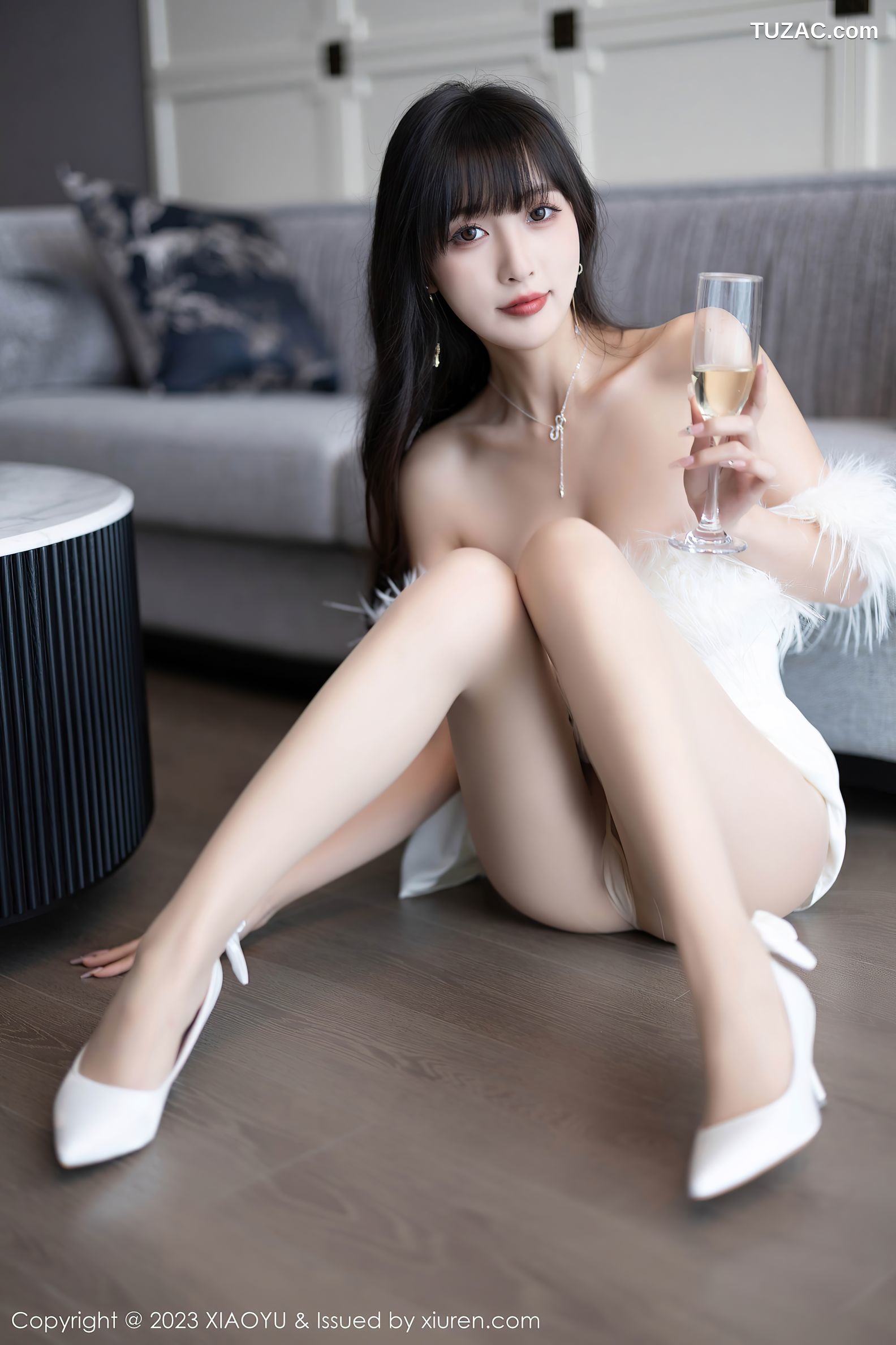 XiaoYu语画界-1120-林星阑-白色低胸礼服长裙-白色蕾丝情趣内衣-2023.09.27