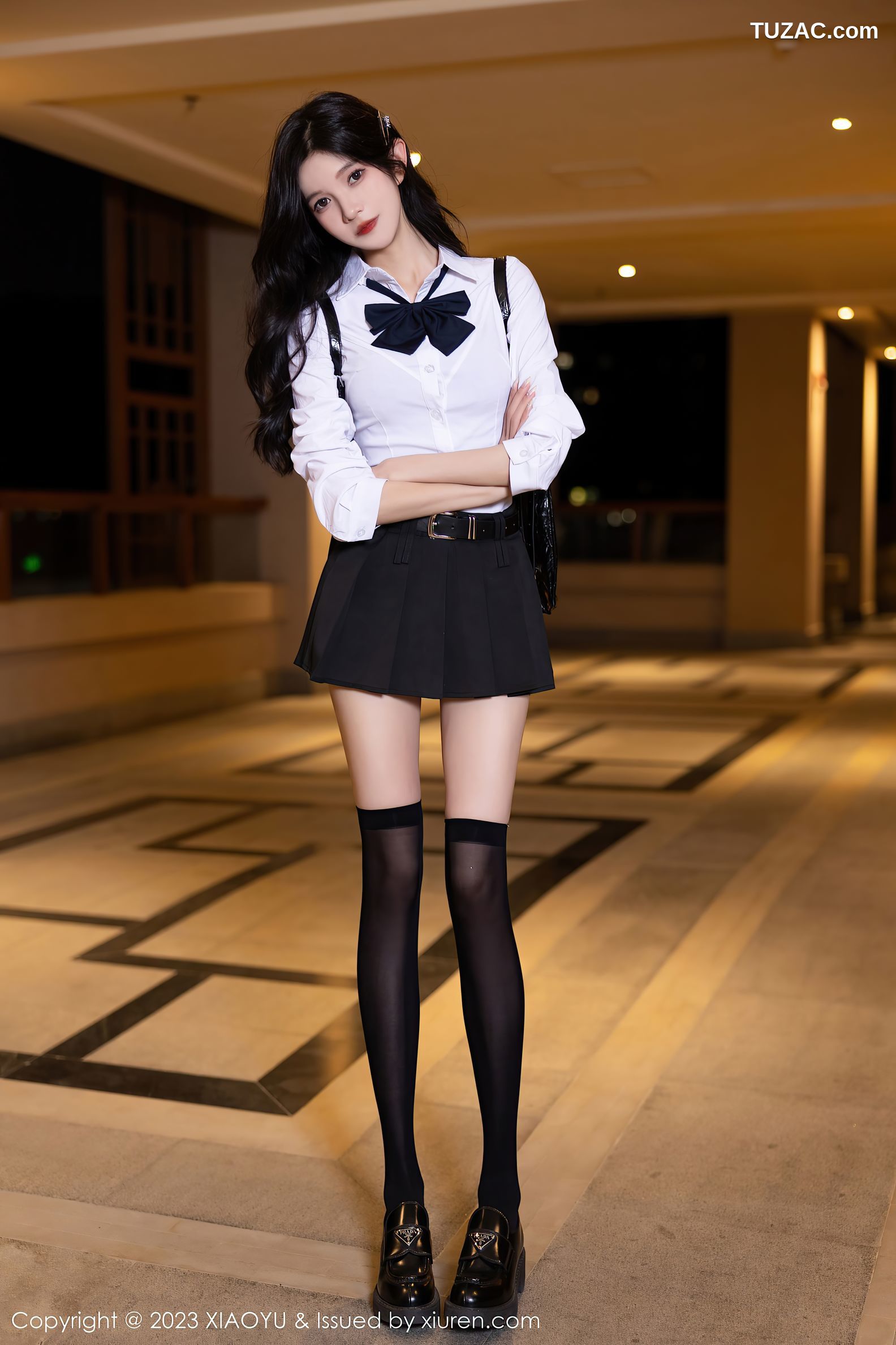 XiaoYu语画界-1150-程程程-白衬衫黑短裙黑丝黑蕾丝-2023.11.22